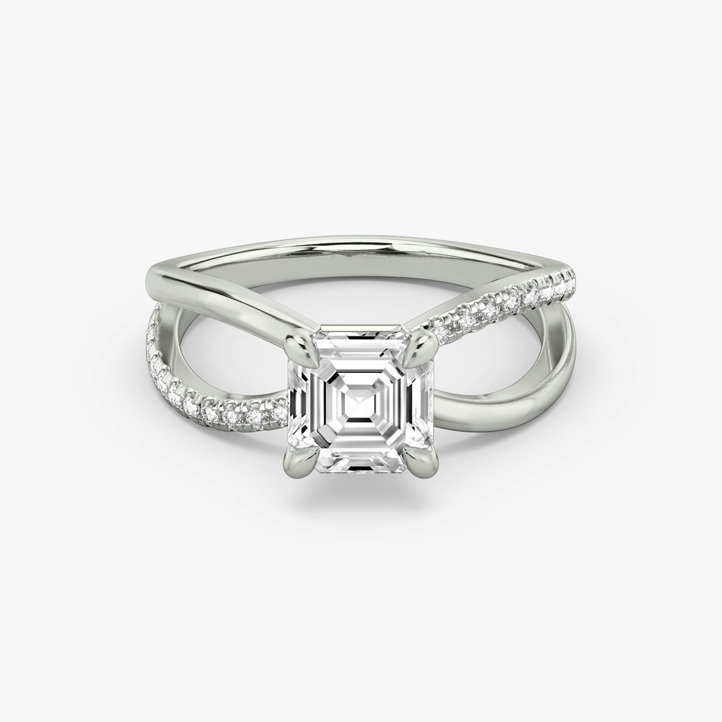 The Duet | Asscher | Platinum | bandAccent: Pavé | diamondOrientation: vertical | caratWeight: other