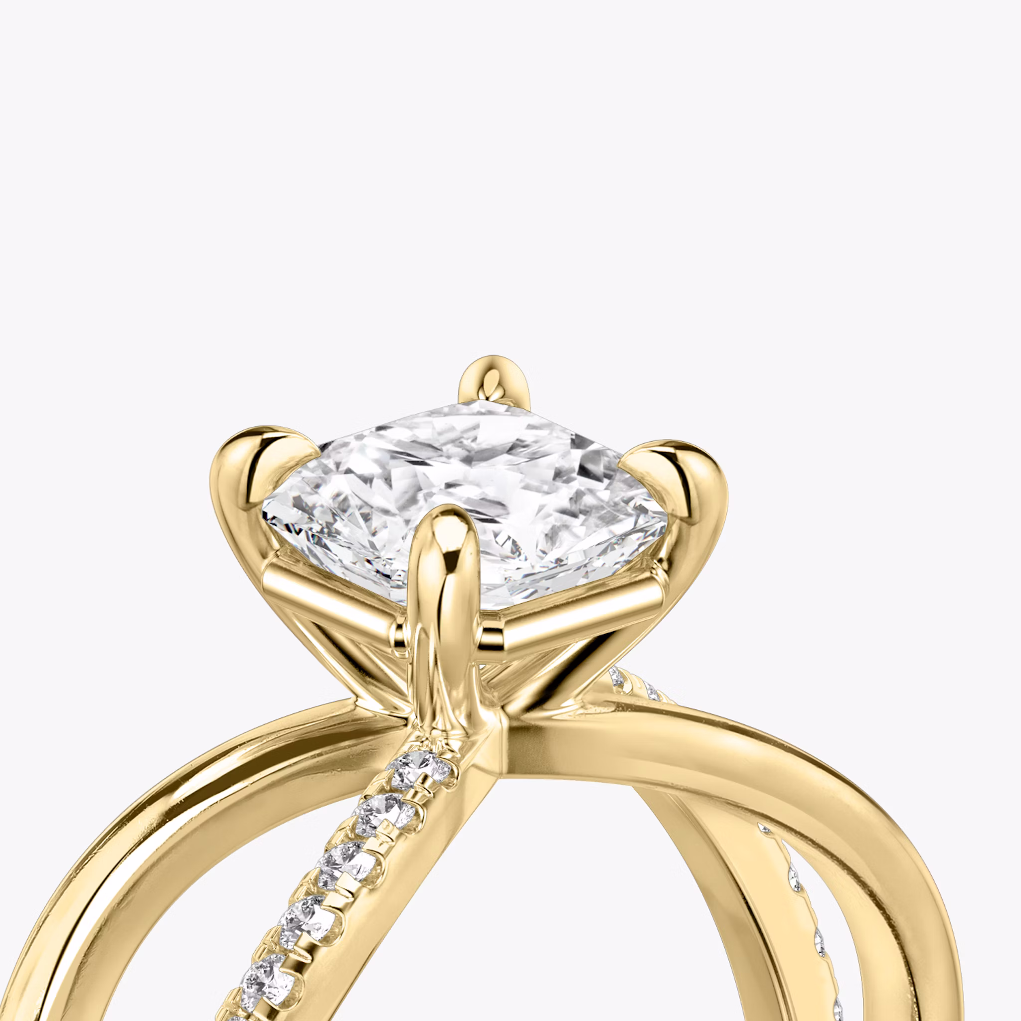 The Duet | Asscher | 18k | Yellow Gold | bandAccent: Pavé | diamondOrientation: vertical | caratWeight: other
