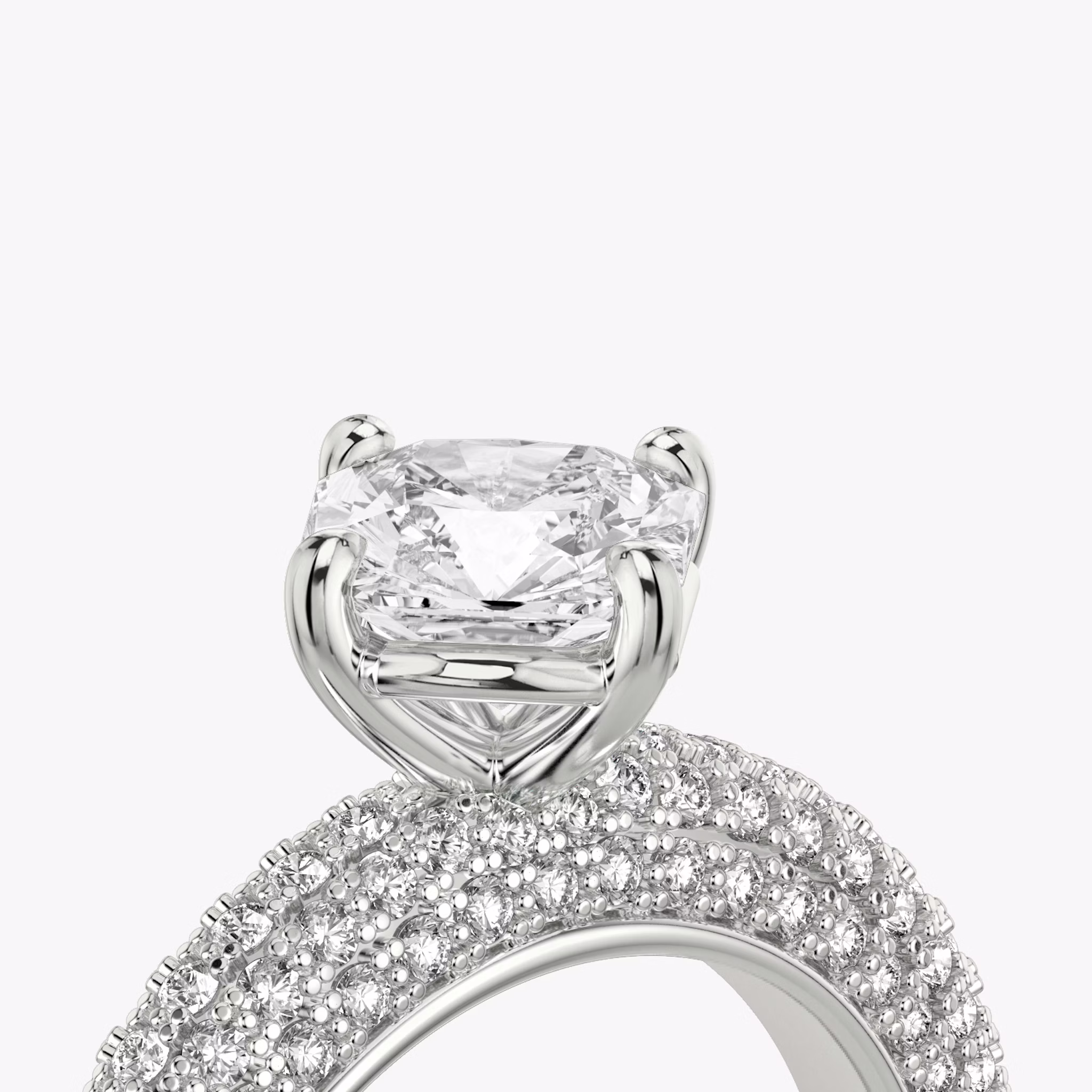 The Curator | Asscher | 18k | White Gold | bandAccent: Pavé | diamondOrientation: vertical | caratWeight: other