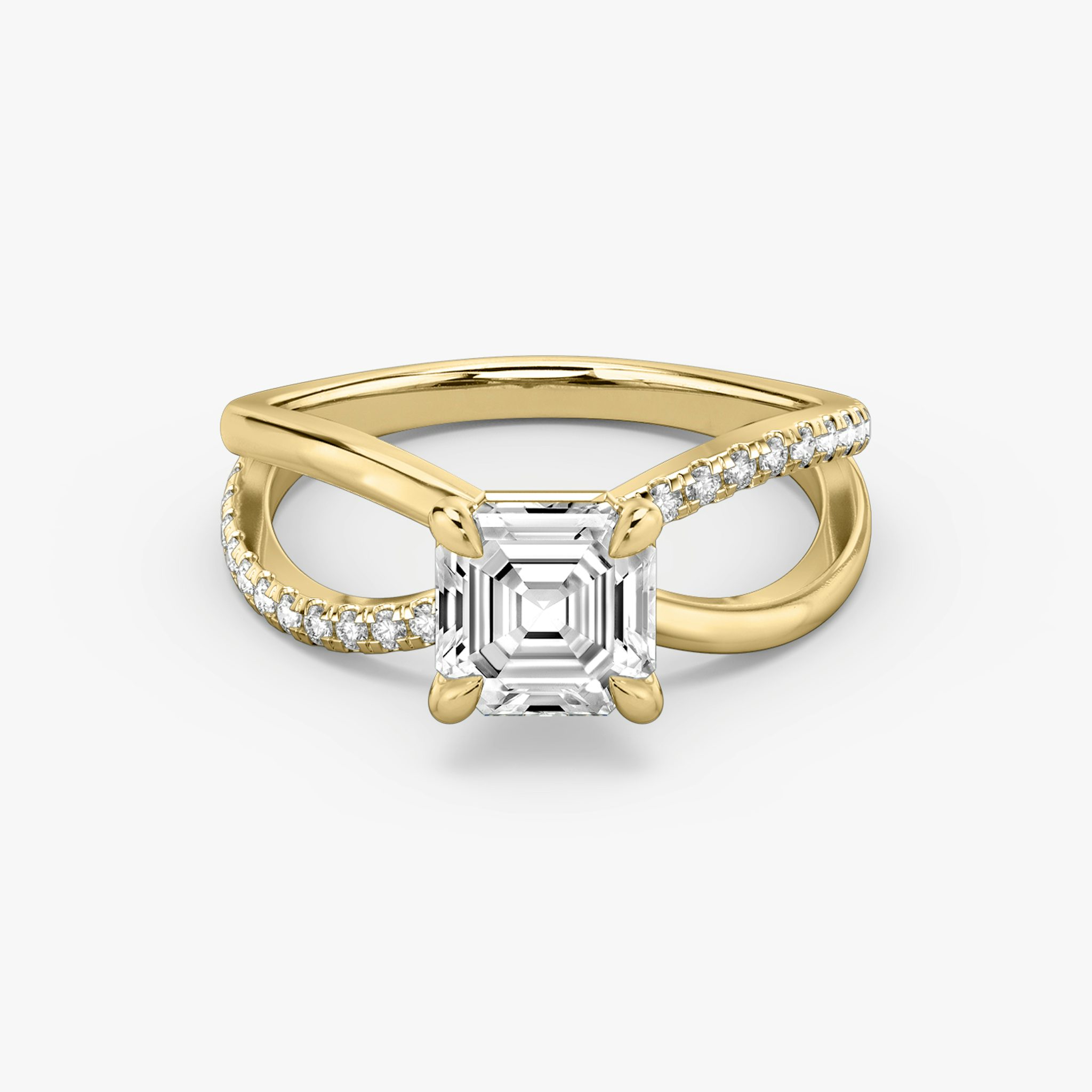 The Duet | Asscher | 18k | Yellow Gold | bandAccent: Pavé | diamondOrientation: vertical | caratWeight: other