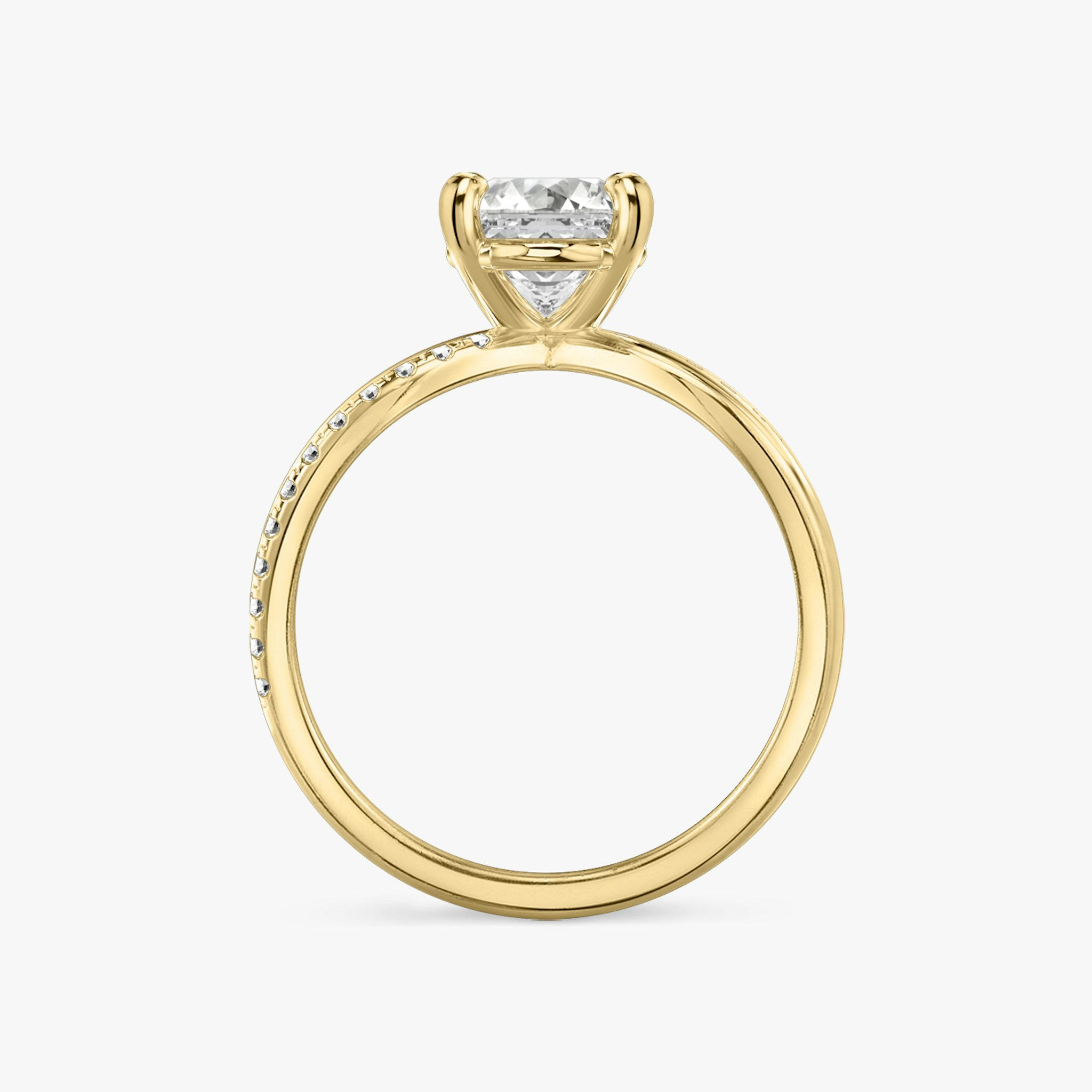 The Duet | Asscher | 18k | Yellow Gold | bandAccent: Pavé | diamondOrientation: vertical | caratWeight: other