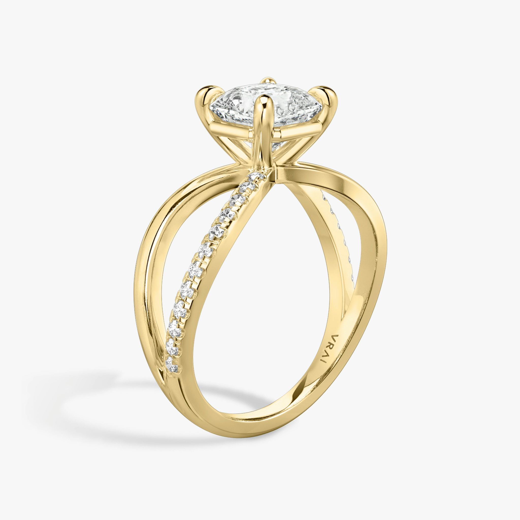 The Duet | Asscher | 18k | Yellow Gold | bandAccent: Pavé | diamondOrientation: vertical | caratWeight: other