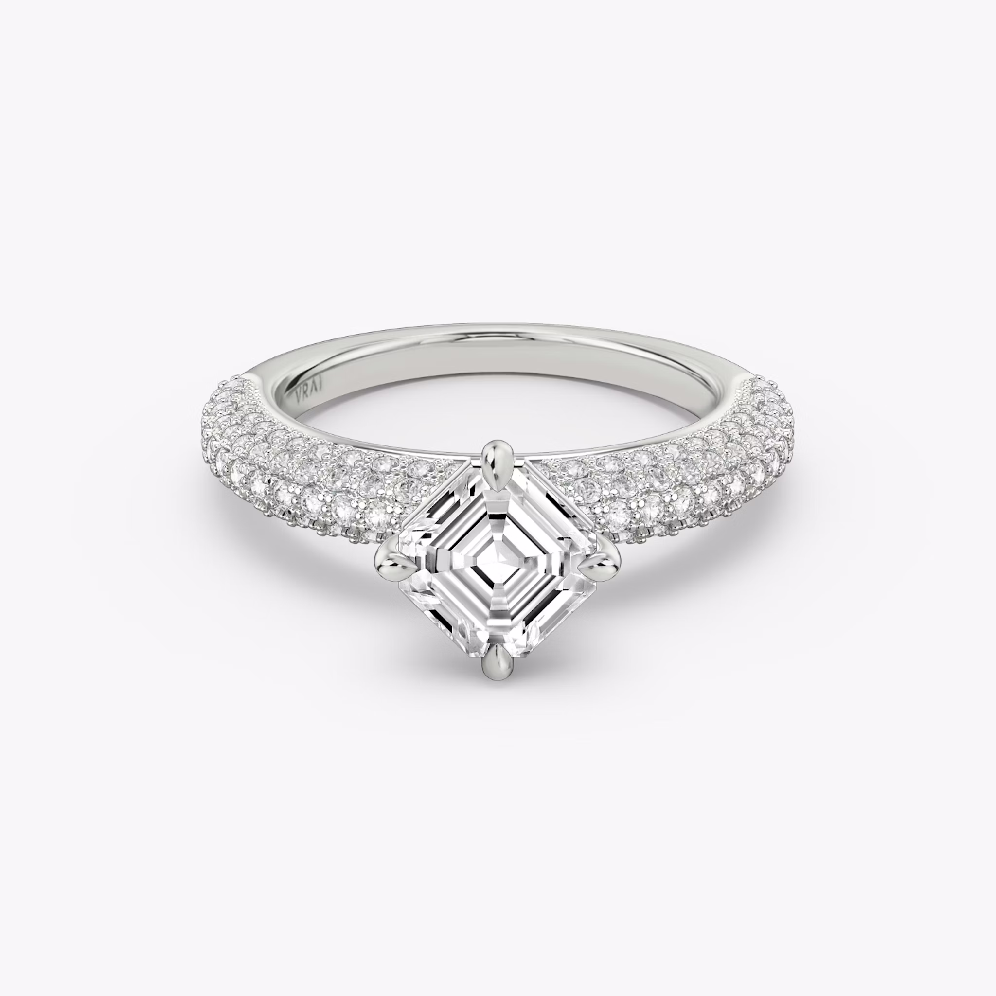 The Curator | Asscher | 18k | White Gold | bandAccent: Pavé | diamondOrientation: vertical | caratWeight: other