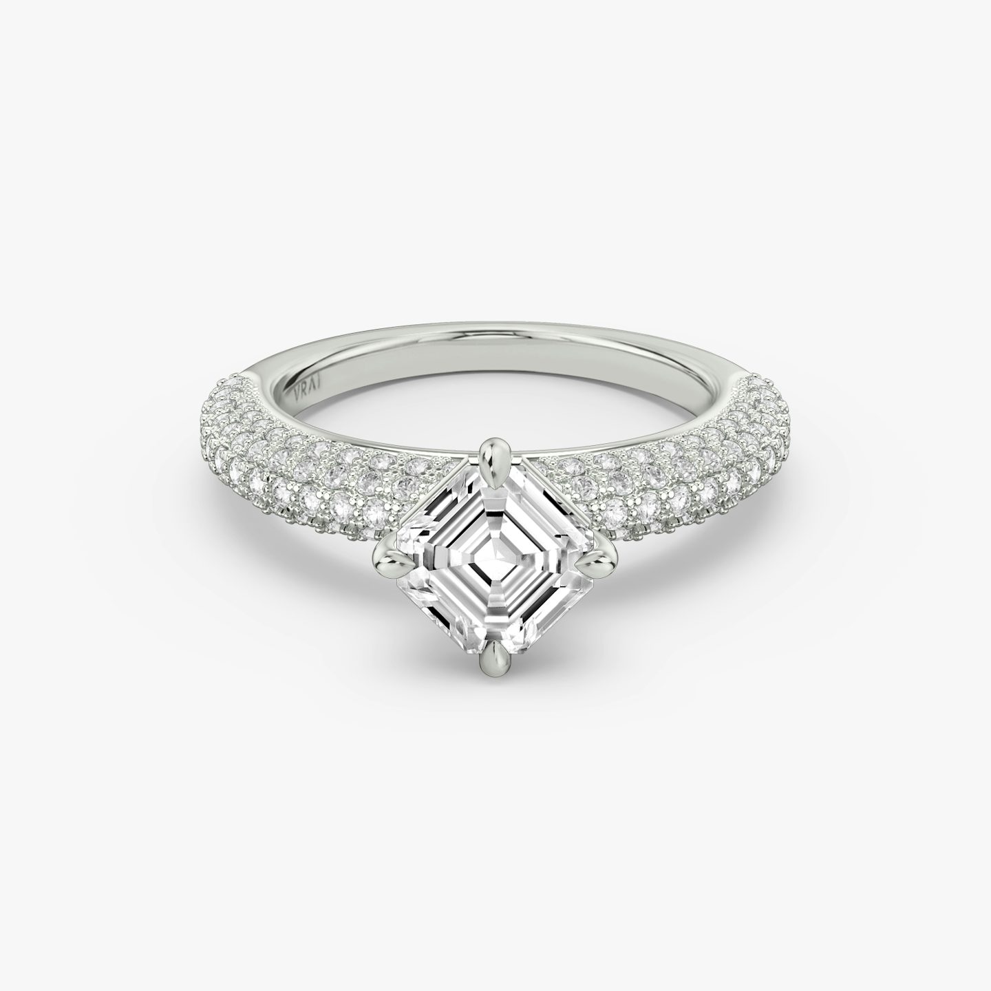 The Curator | Asscher | Platinum | bandAccent: Pavé | diamondOrientation: vertical | caratWeight: other