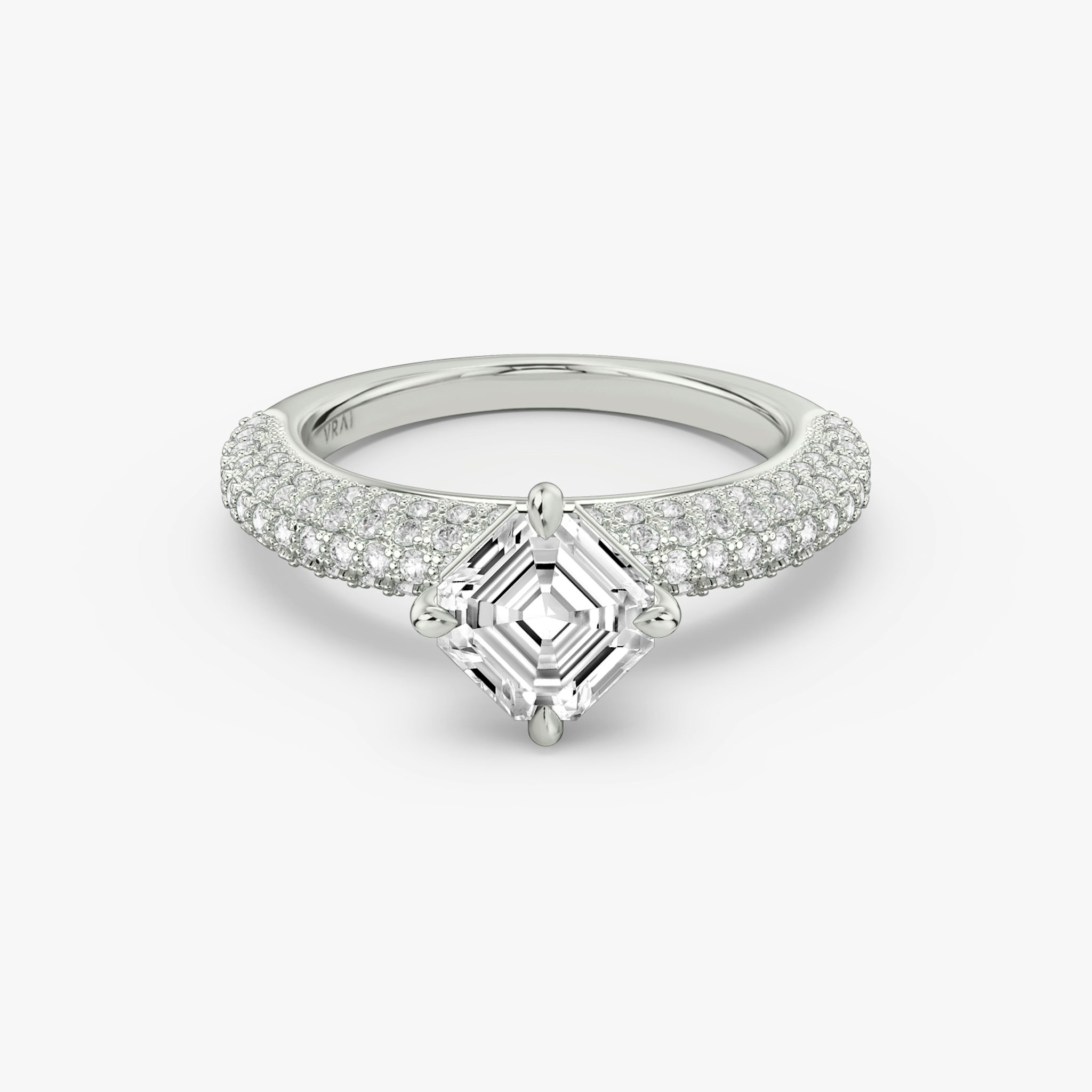 The Curator | Asscher | 18k | White Gold | bandAccent: Pavé | diamondOrientation: vertical | caratWeight: other