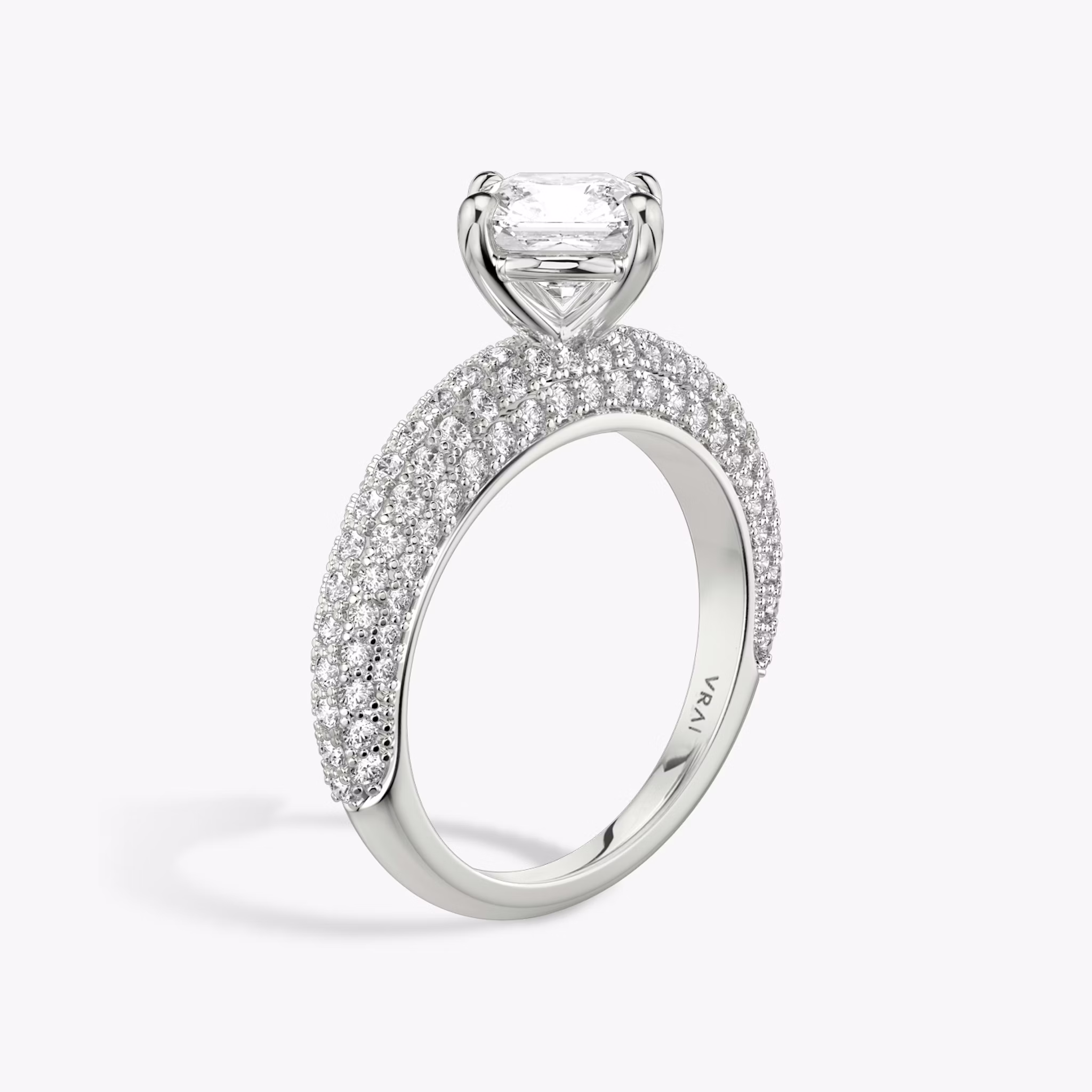 The Curator | Asscher | 18k | White Gold | bandAccent: Pavé | diamondOrientation: vertical | caratWeight: other