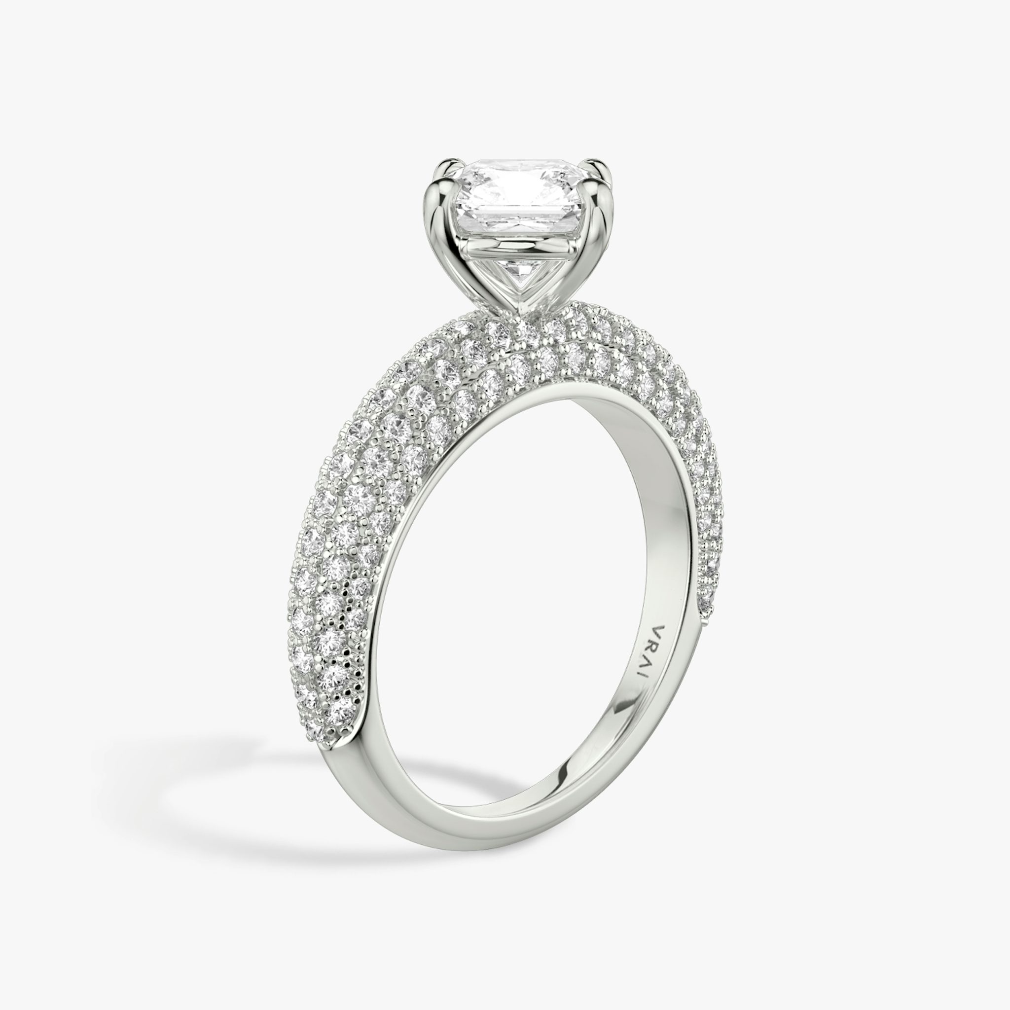 The Curator | Asscher | 18k | White Gold | bandAccent: Pavé | diamondOrientation: vertical | caratWeight: other