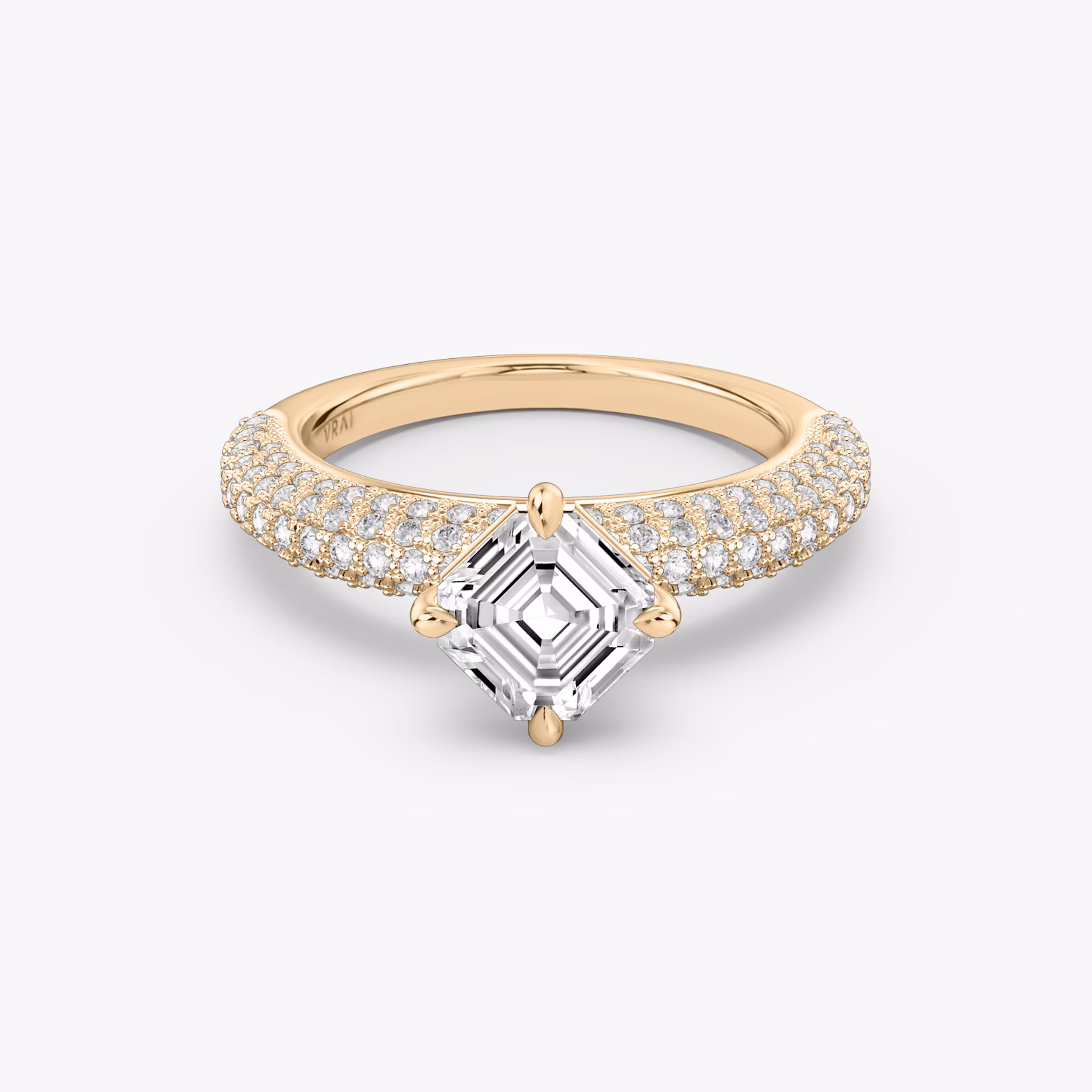 The Curator | Asscher | 14k | Rose Gold | bandAccent: Pavé | diamondOrientation: vertical | caratWeight: other