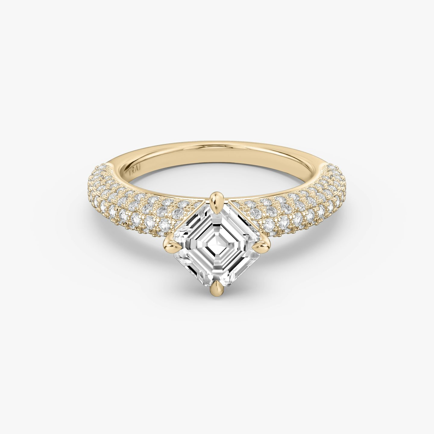 The Curator | Asscher | 14k | Rose Gold | bandAccent: Pavé | diamondOrientation: vertical | caratWeight: other