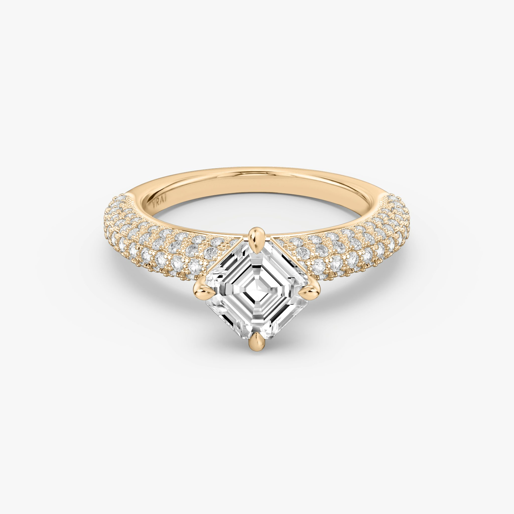 The Curator | Asscher | 14k | Rose Gold | bandAccent: Pavé | diamondOrientation: vertical | caratWeight: other