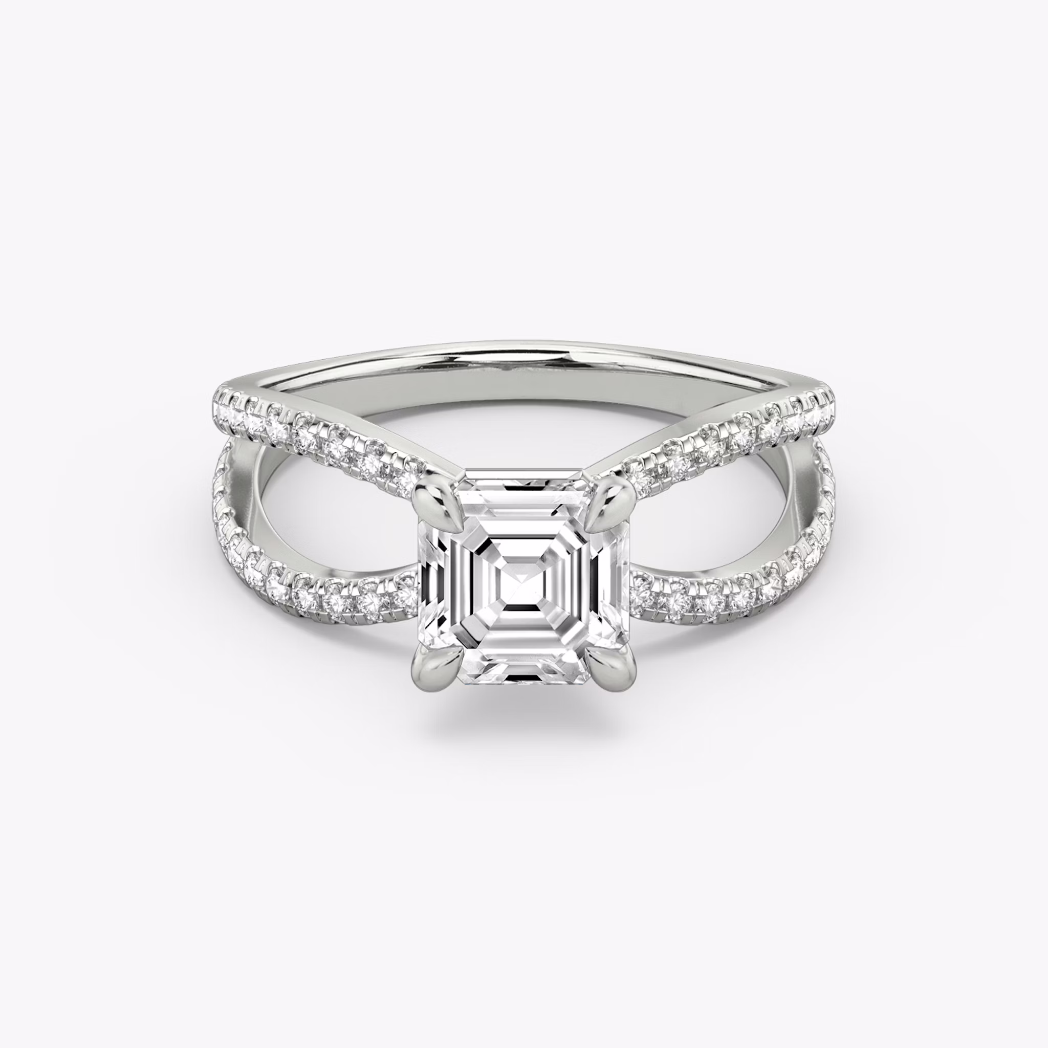 The Duet | Asscher | Platinum | bandAccent: Double pavé | diamondOrientation: vertical | caratWeight: other