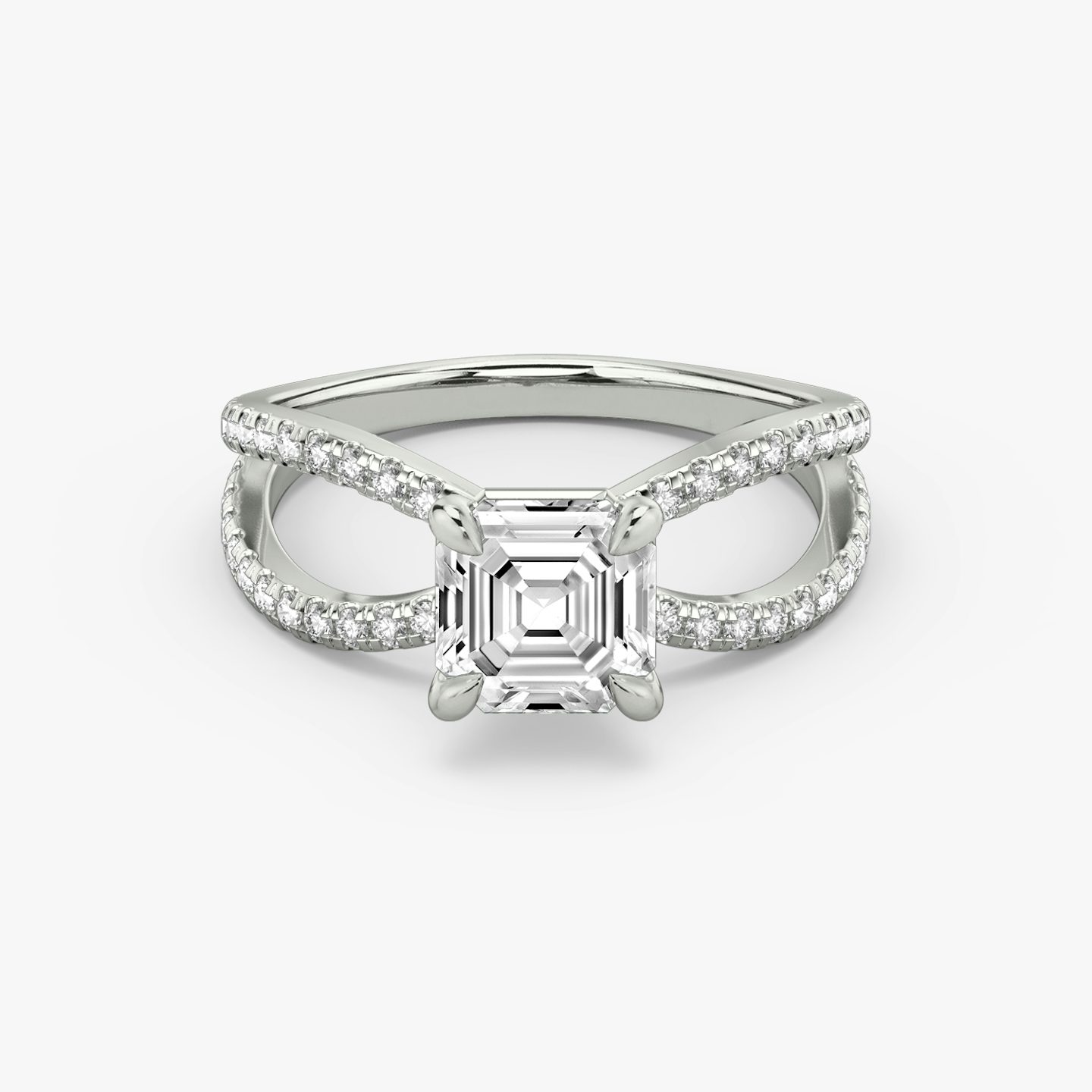 The Duet | Asscher | Platinum | bandAccent: Double pavé | diamondOrientation: vertical | caratWeight: other