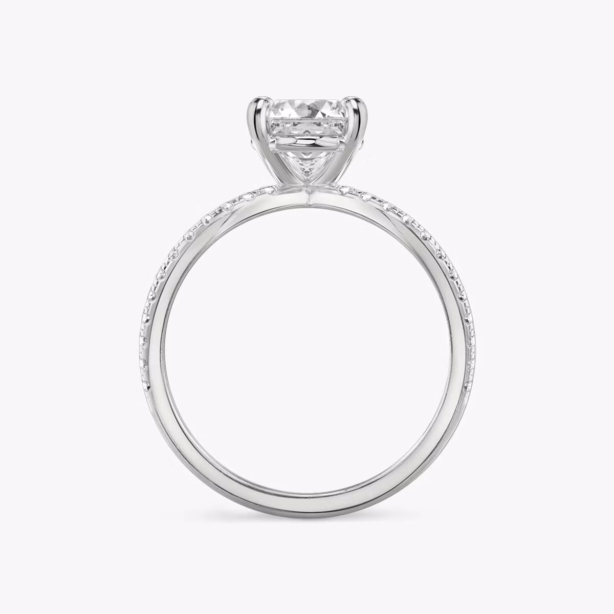 The Duet | Asscher | 18k | White Gold | bandAccent: Double pavé | diamondOrientation: vertical | caratWeight: other