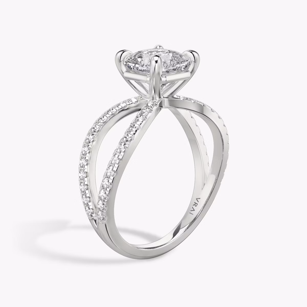 The Duet | Asscher | Platinum | bandAccent: Double pavé | diamondOrientation: vertical | caratWeight: other