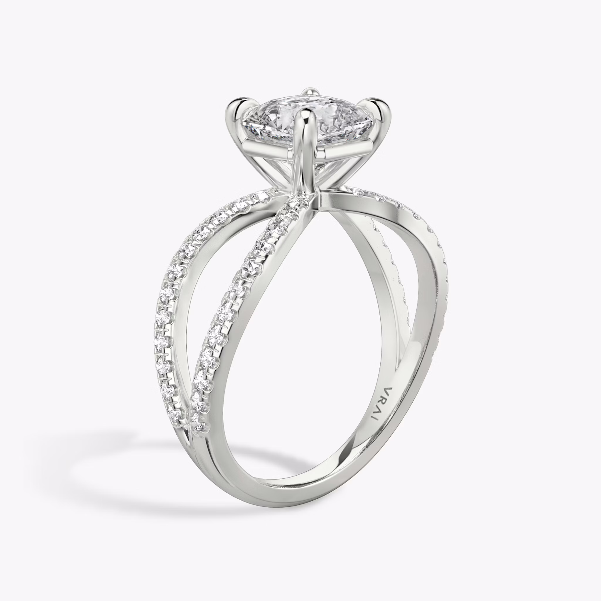 The Duet | Asscher | 18k | White Gold | bandAccent: Double pavé | diamondOrientation: vertical | caratWeight: other