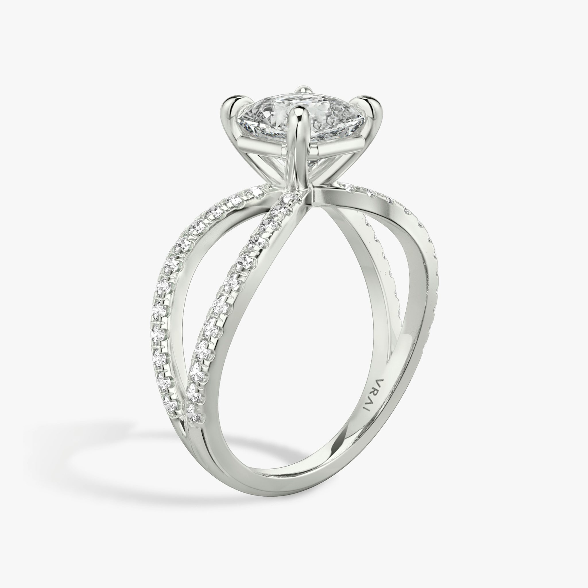 The Duet | Asscher | 18k | White Gold | bandAccent: Double pavé | diamondOrientation: vertical | caratWeight: other