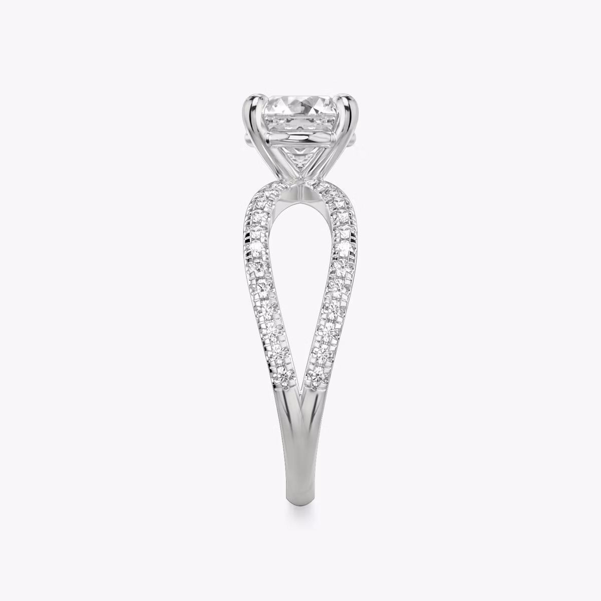 The Duet | Asscher | 18k | White Gold | bandAccent: Double pavé | diamondOrientation: vertical | caratWeight: other