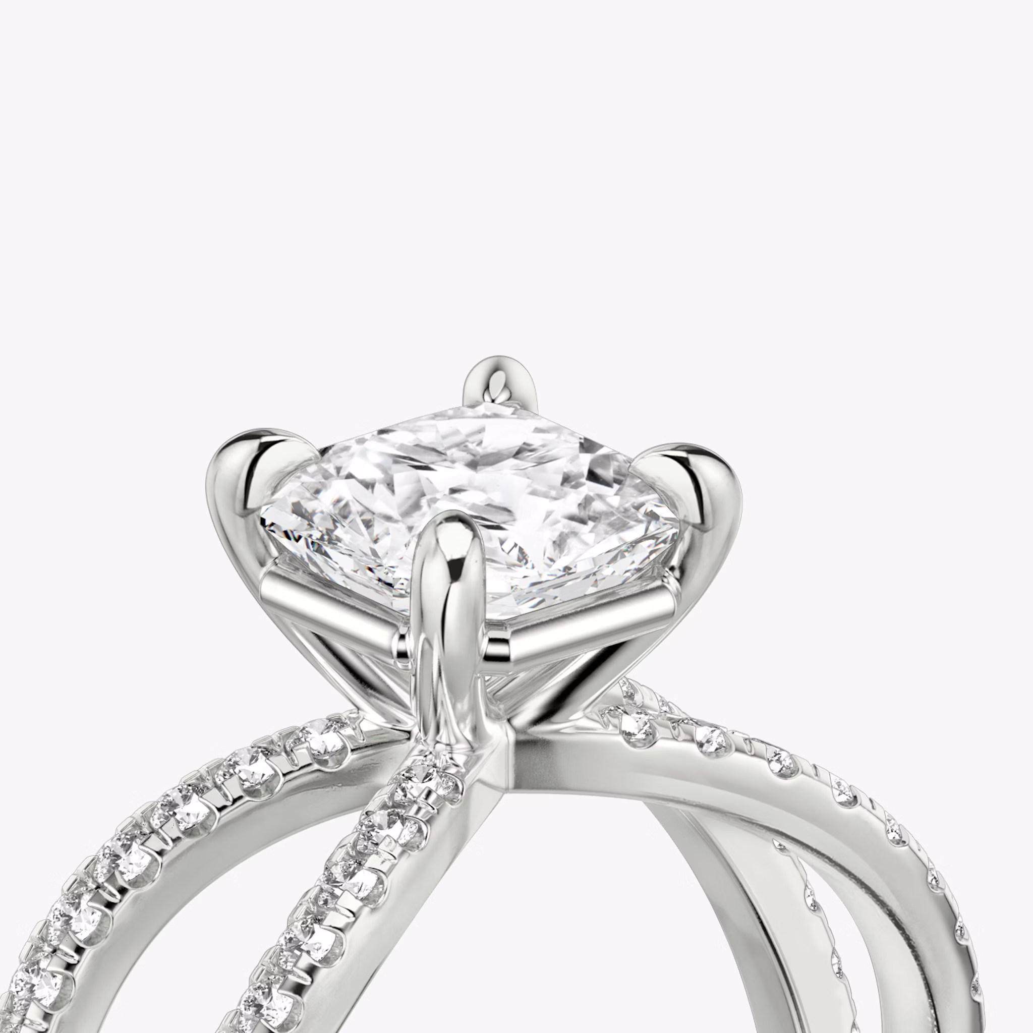The Duet | Asscher | Platinum | bandAccent: Double pavé | diamondOrientation: vertical | caratWeight: other