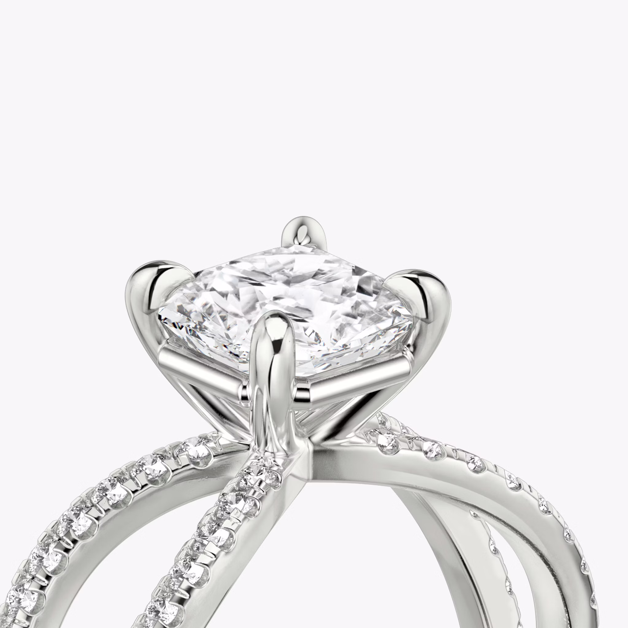 The Duet | Asscher | 18k | White Gold | bandAccent: Double pavé | diamondOrientation: vertical | caratWeight: other