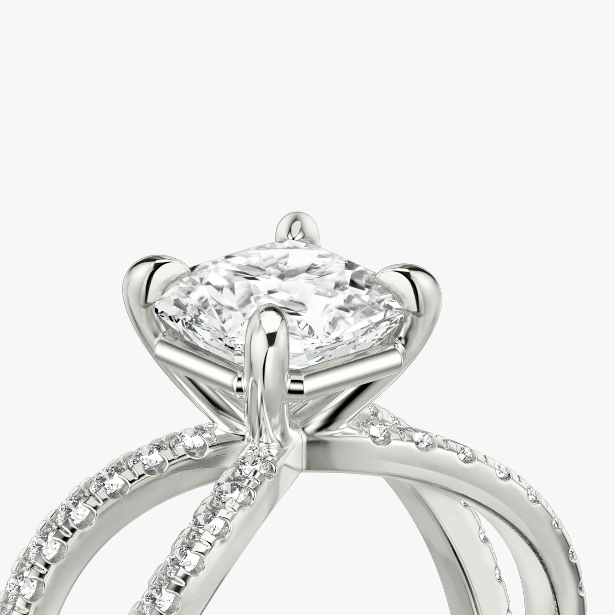 The Duet | Asscher | 18k | White Gold | bandAccent: Double pavé | diamondOrientation: vertical | caratWeight: other