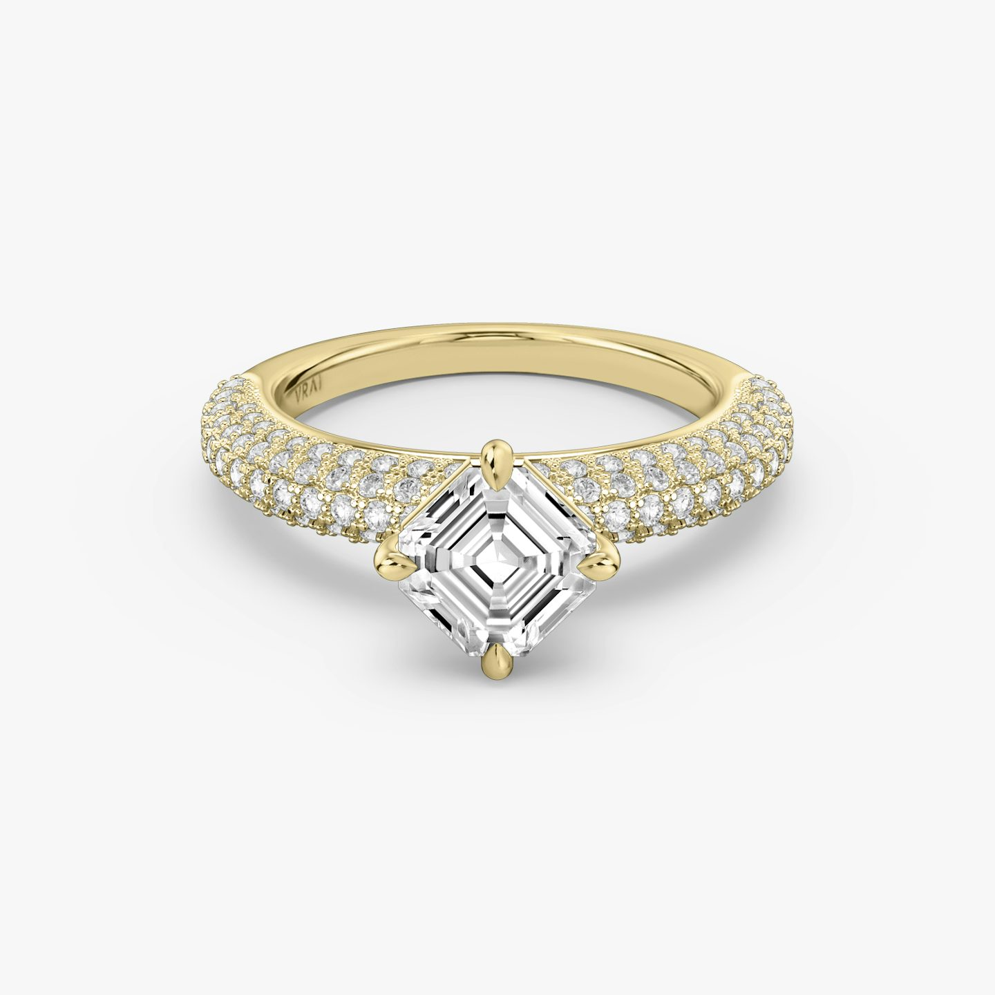 The Curator | Asscher | 18k | Yellow Gold | bandAccent: Pavé | diamondOrientation: vertical | caratWeight: other