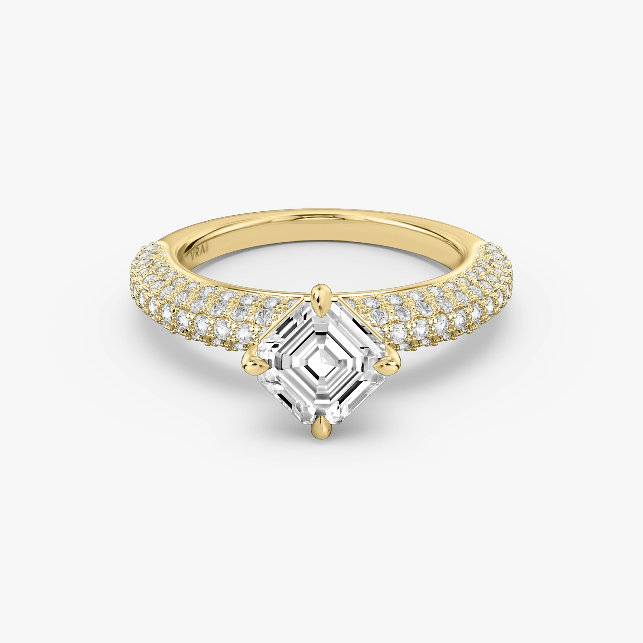 The Curator | Asscher | 18k | Yellow Gold | bandAccent: Pavé | diamondOrientation: vertical | caratWeight: other