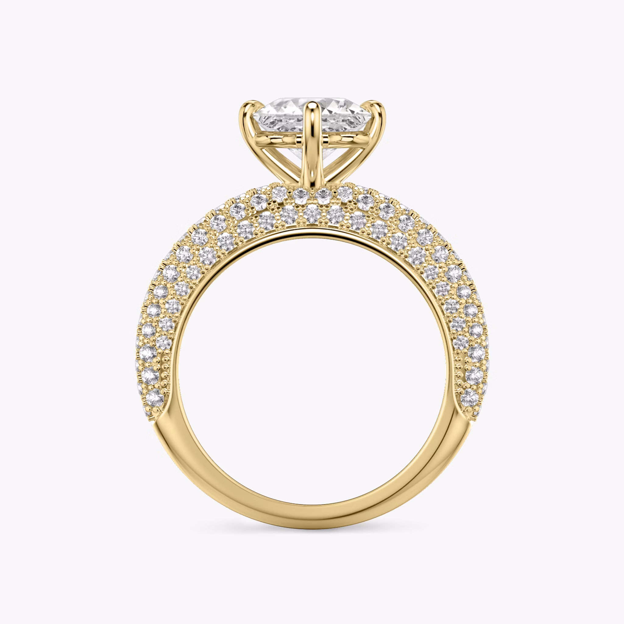 The Curator | Asscher | 18k | Yellow Gold | bandAccent: Pavé | diamondOrientation: vertical | caratWeight: other