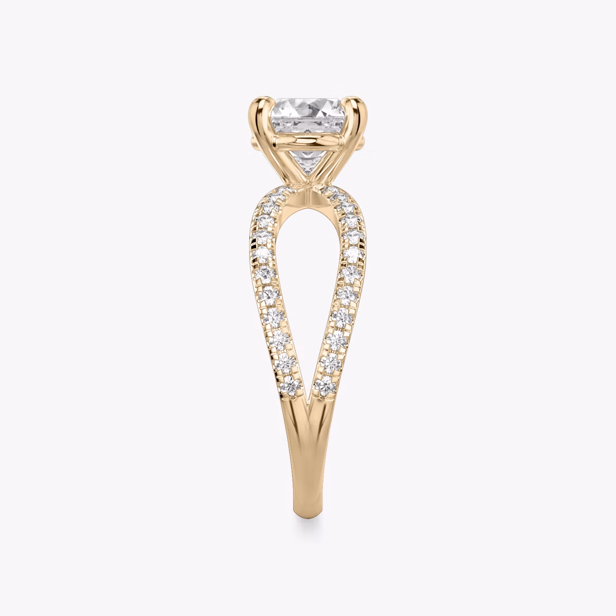 The Duet | Asscher | 14k | Rose Gold | bandAccent: Double pavé | diamondOrientation: vertical | caratWeight: other