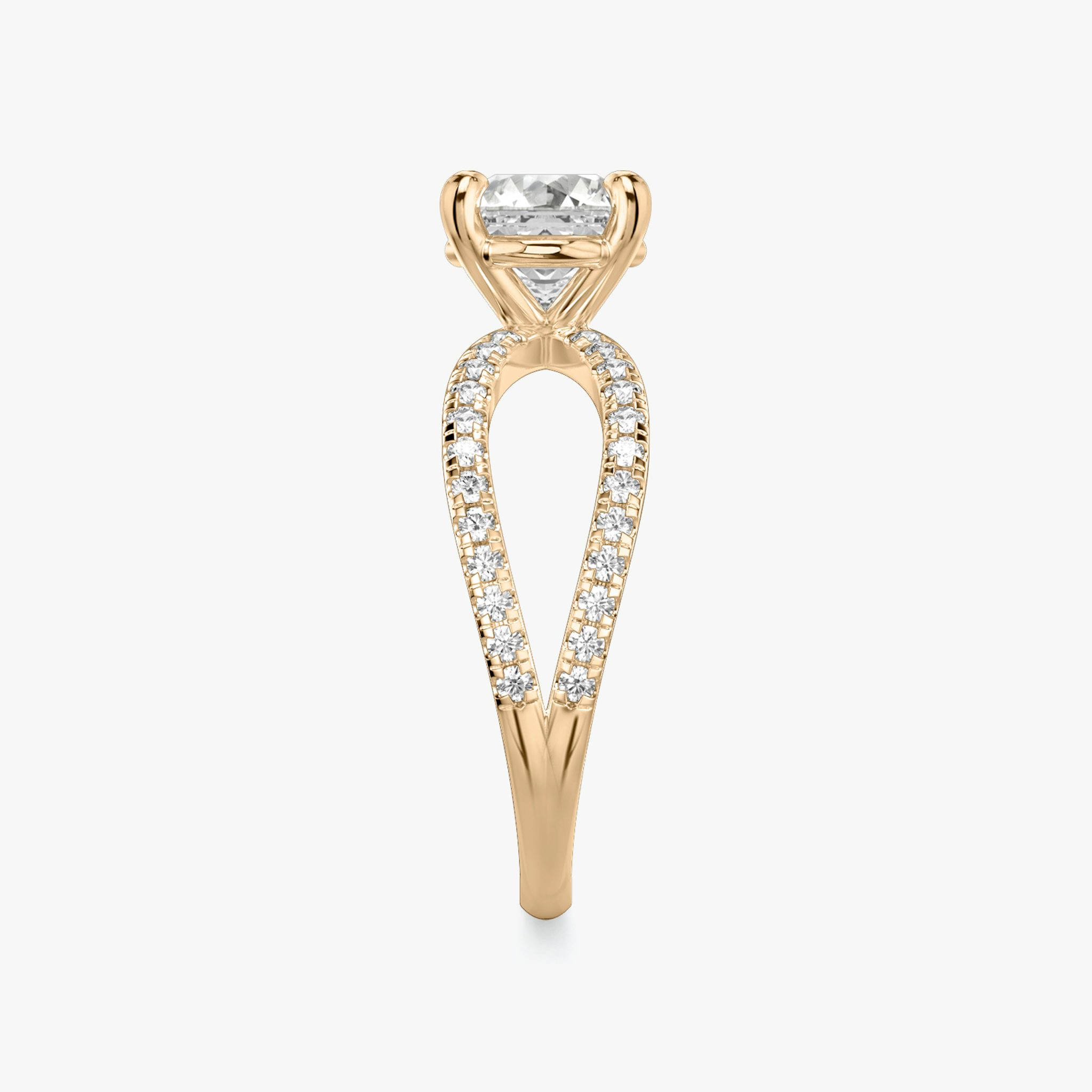 The Duet | Asscher | 14k | Rose Gold | bandAccent: Double pavé | diamondOrientation: vertical | caratWeight: other