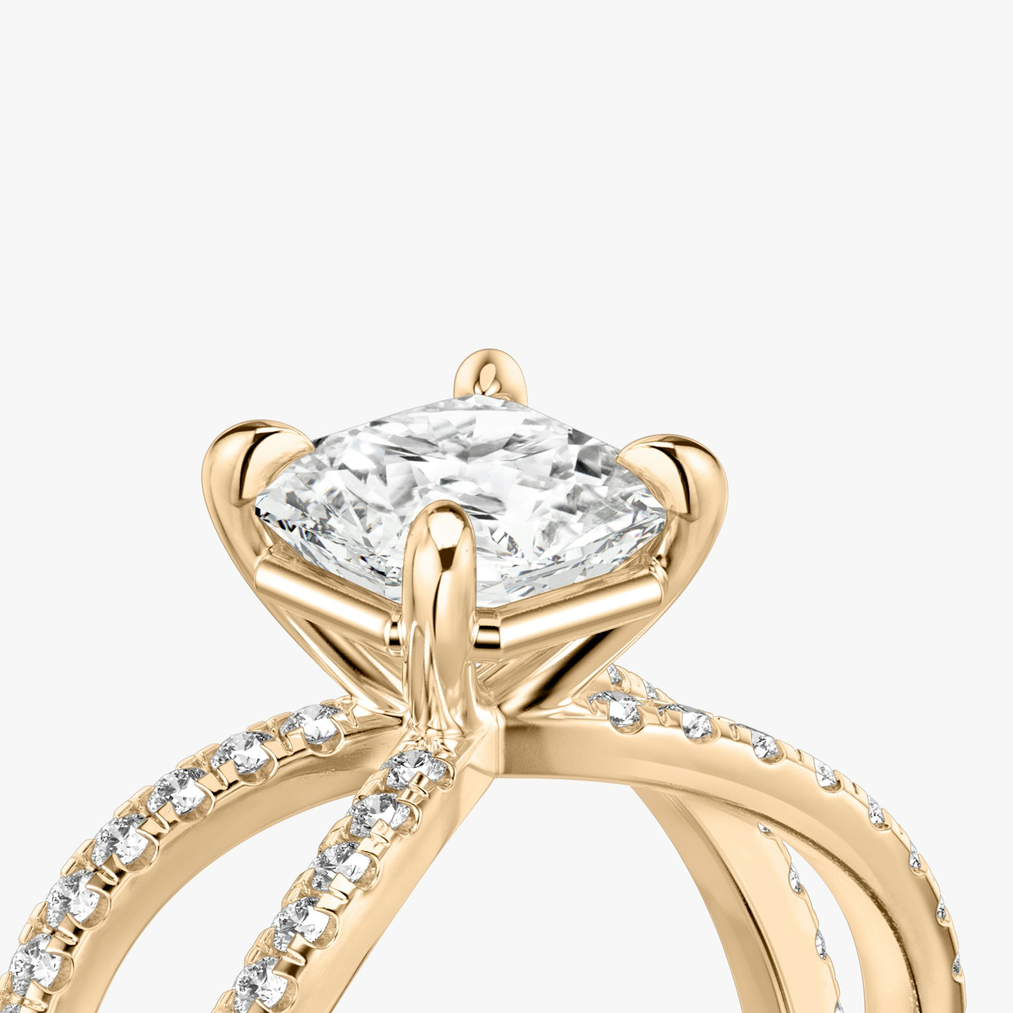 The Duet | Asscher | 14k | Rose Gold | bandAccent: Double pavé | diamondOrientation: vertical | caratWeight: other