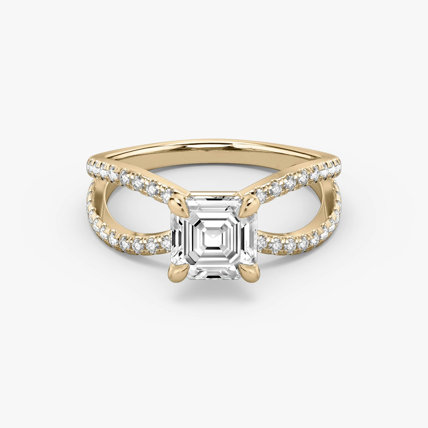 The Duet | Asscher | 14k | Rose Gold | bandAccent: Double pavé | diamondOrientation: vertical | caratWeight: other
