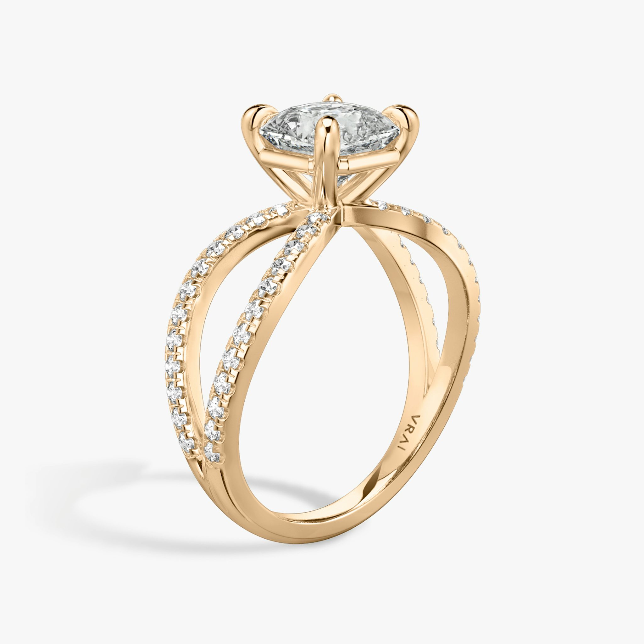 The Duet | Asscher | 14k | Rose Gold | bandAccent: Double pavé | diamondOrientation: vertical | caratWeight: other