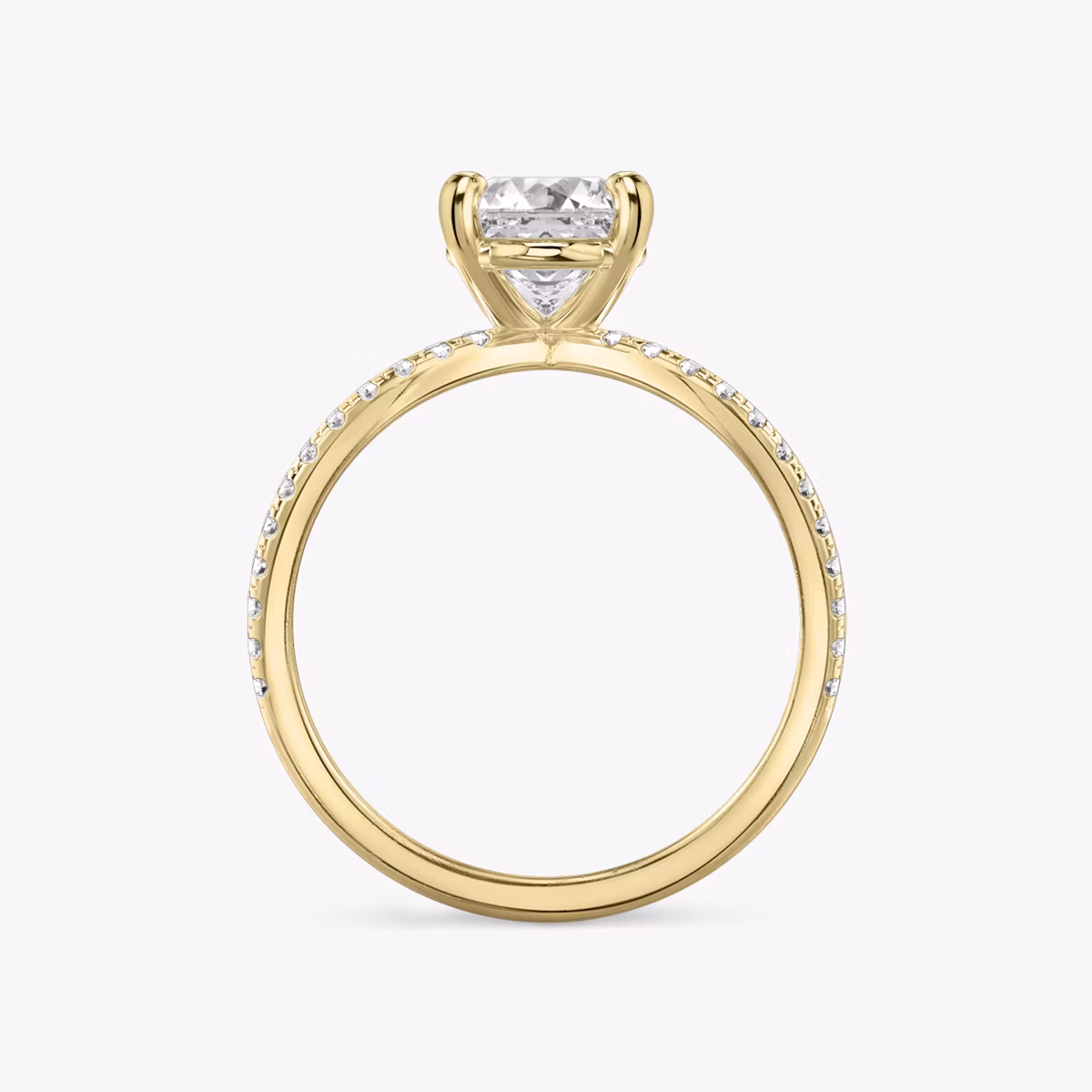 The Duet | Asscher | 18k | Yellow Gold | bandAccent: Double pavé | diamondOrientation: vertical | caratWeight: other