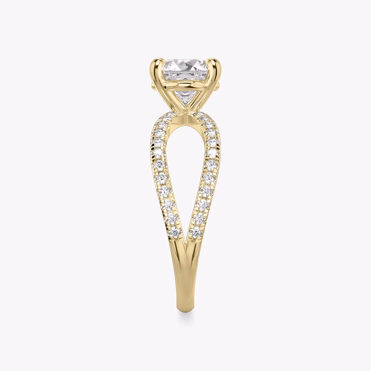 The Duet | Asscher | 18k | Yellow Gold | bandAccent: Double pavé | diamondOrientation: vertical | caratWeight: other