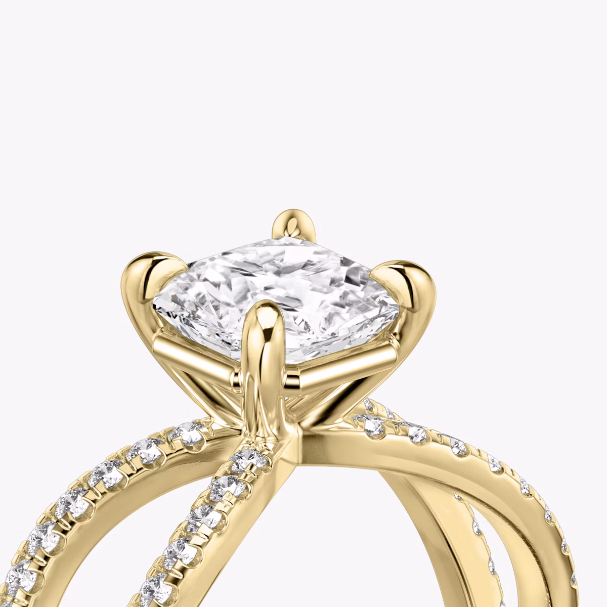 The Duet | Asscher | 18k | Yellow Gold | bandAccent: Double pavé | diamondOrientation: vertical | caratWeight: other
