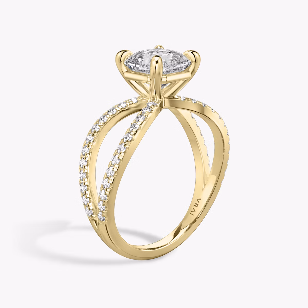 The Duet | Asscher | 18k | Yellow Gold | bandAccent: Double pavé | diamondOrientation: vertical | caratWeight: other