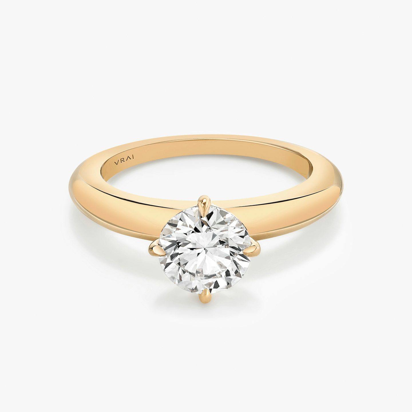 The Curator | Round Brilliant | 14k | Rose Gold | bandAccent: Plain | caratWeight: 1.0ct | diamondOrientation: vertical