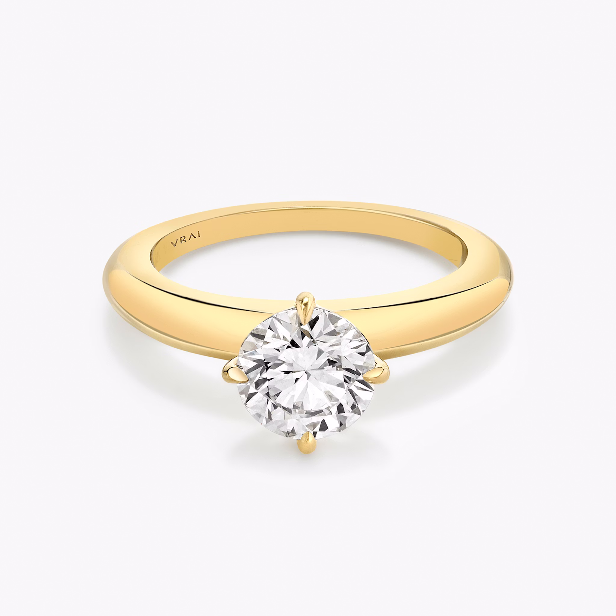 The Curator | Round Brilliant | 18k | Yellow Gold | bandAccent: Plain | caratWeight: other | diamondOrientation: vertical