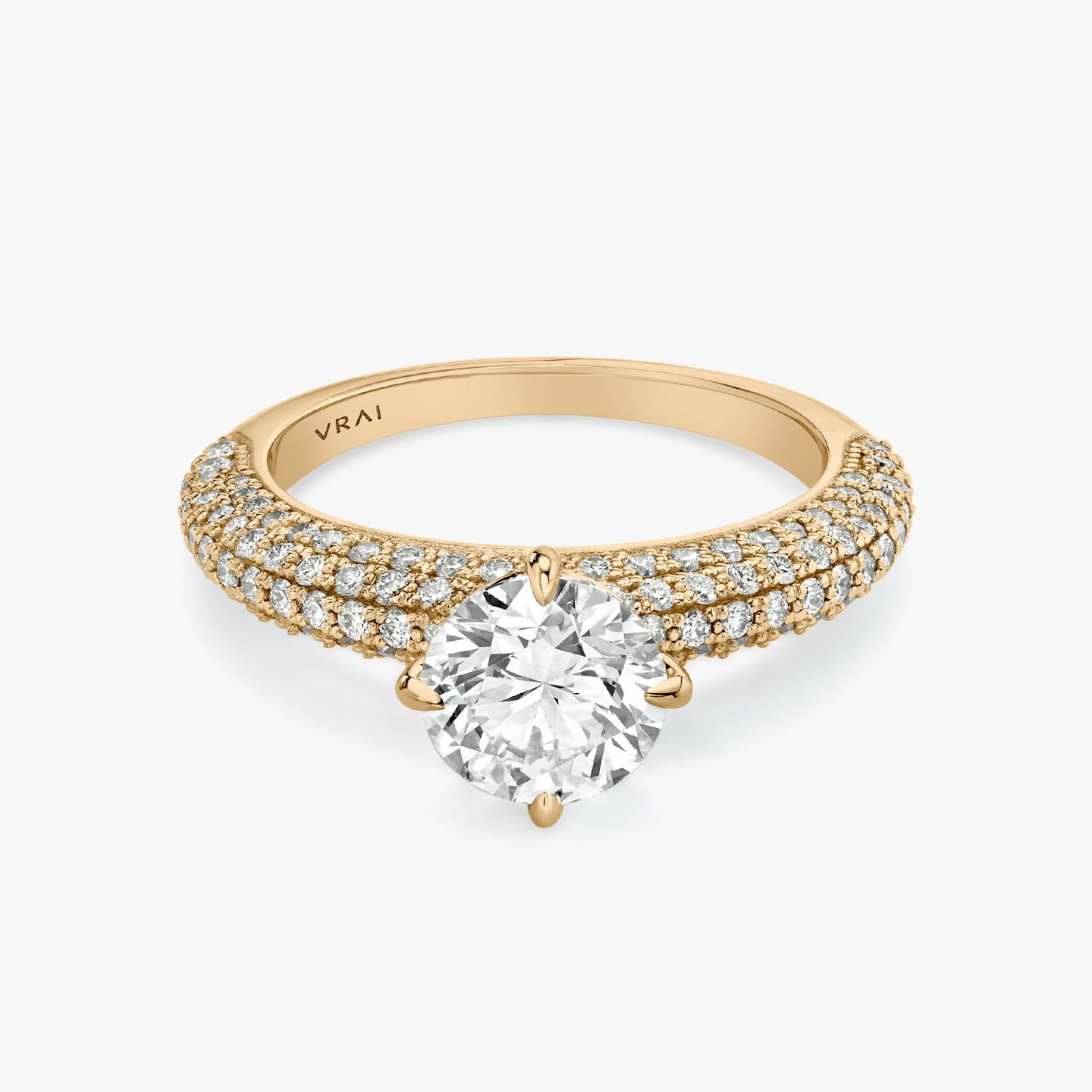 The Curator | Round Brilliant | 14k | Rose Gold | bandAccent: Pavé | caratWeight: other | diamondOrientation: vertical