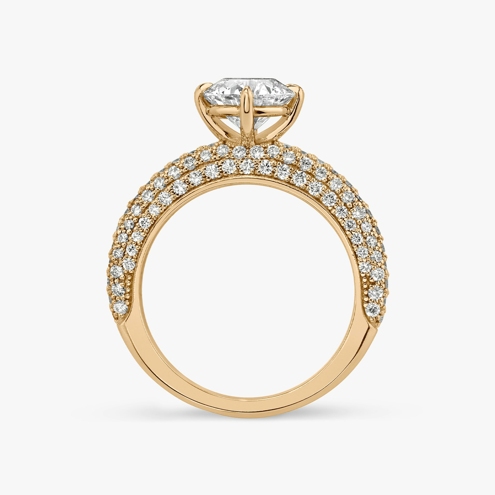 The Curator | Round Brilliant | 14k | Rose Gold | bandAccent: Pavé | caratWeight: other | diamondOrientation: vertical
