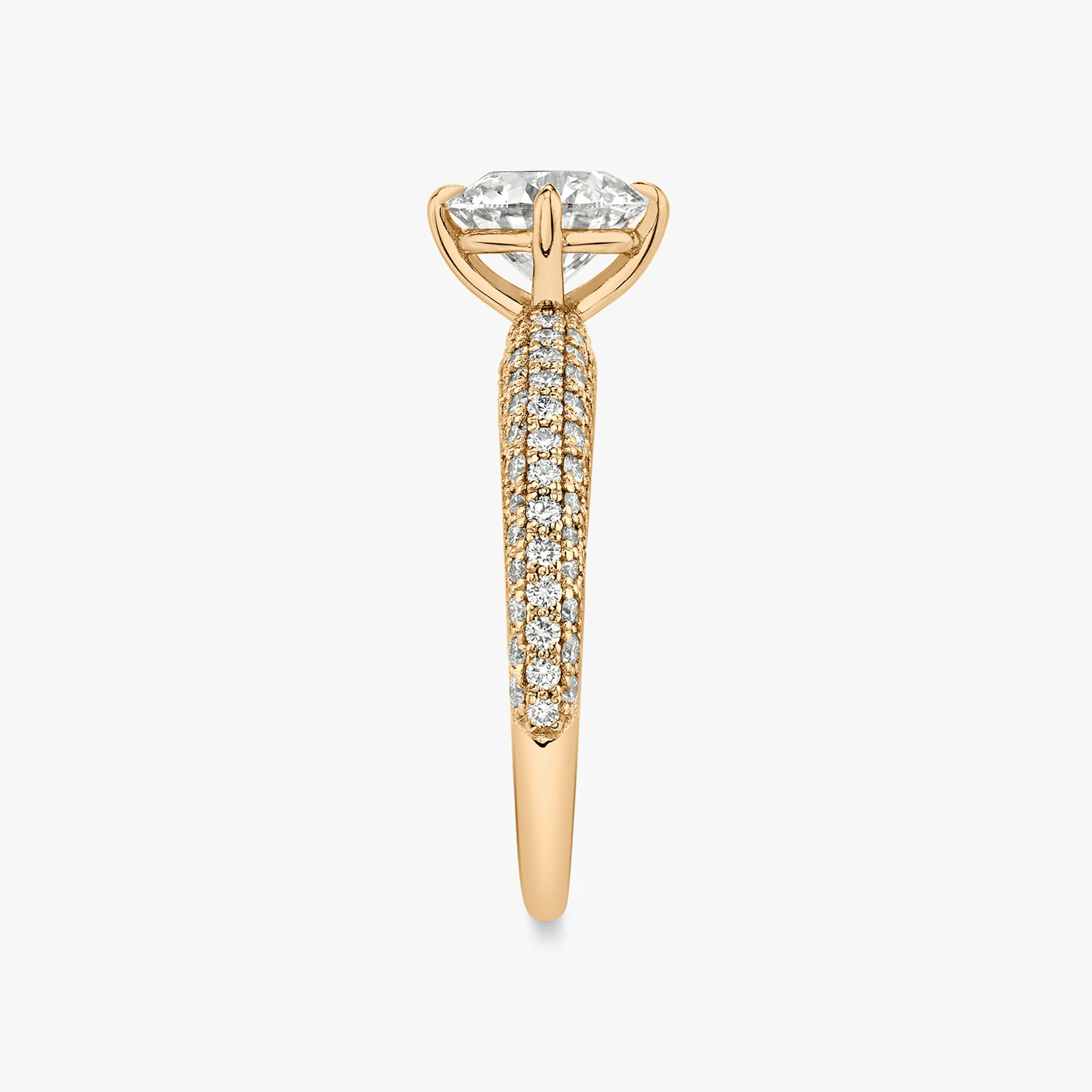 The Curator | Round Brilliant | 14k | Rose Gold | bandAccent: Pavé | caratWeight: other | diamondOrientation: vertical