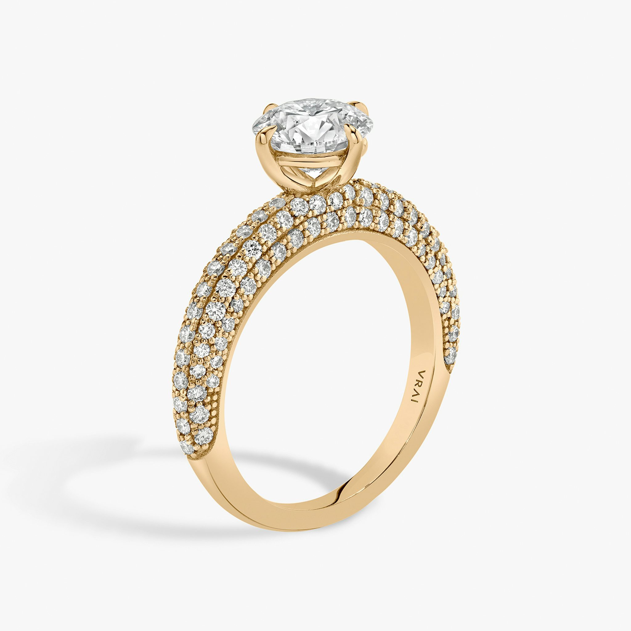 The Curator | Round Brilliant | 14k | Rose Gold | bandAccent: Pavé | caratWeight: other | diamondOrientation: vertical