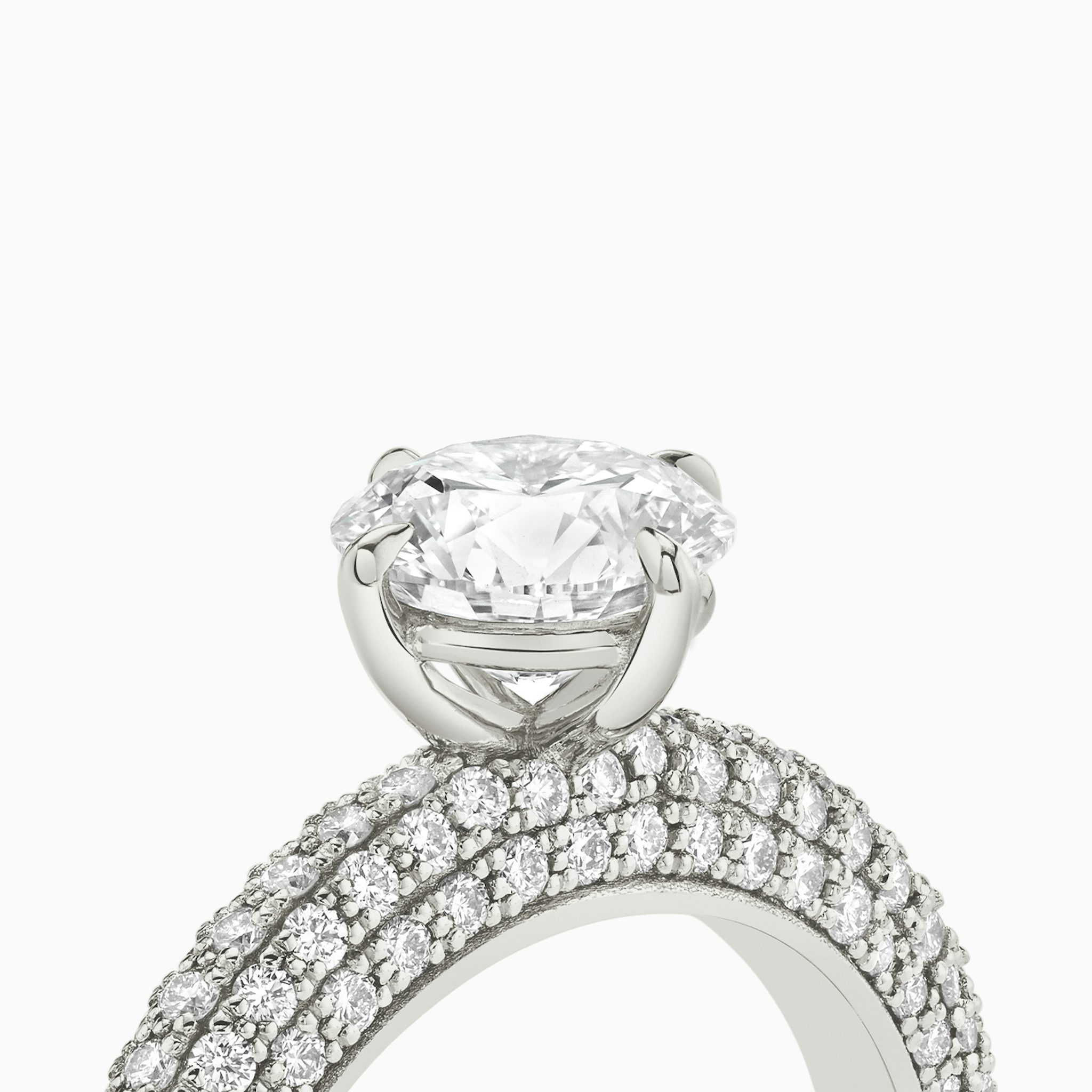 The Curator | Round Brilliant | 18k | White Gold | bandAccent: Pavé | caratWeight: other | diamondOrientation: vertical