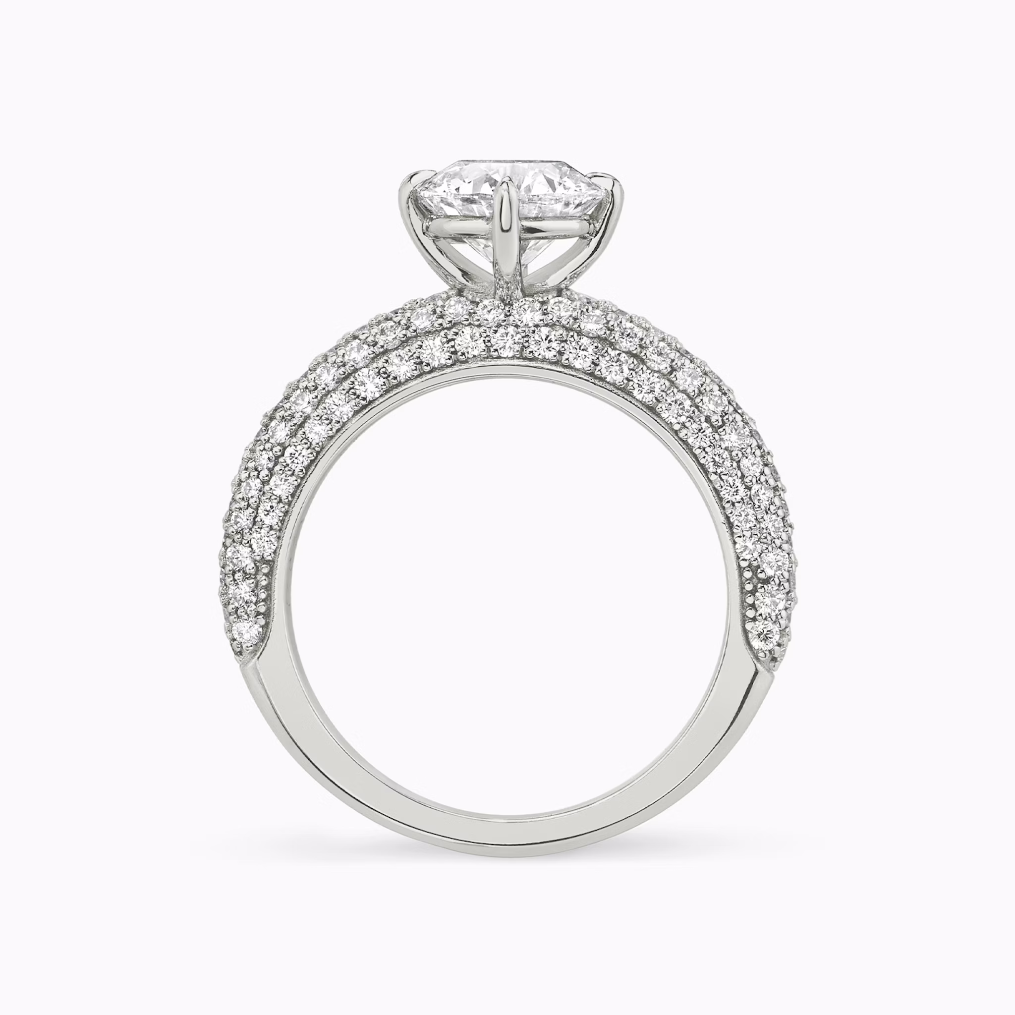 The Curator | Round Brilliant | 18k | White Gold | bandAccent: Pavé | caratWeight: other | diamondOrientation: vertical