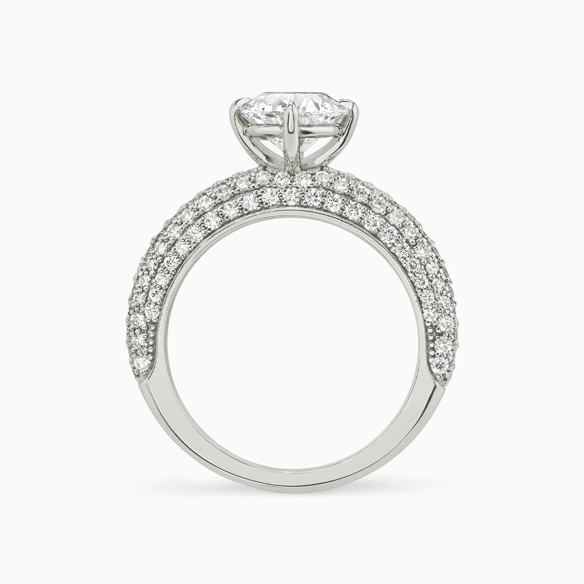 The Curator | Round Brilliant | 18k | White Gold | bandAccent: Pavé | caratWeight: other | diamondOrientation: vertical