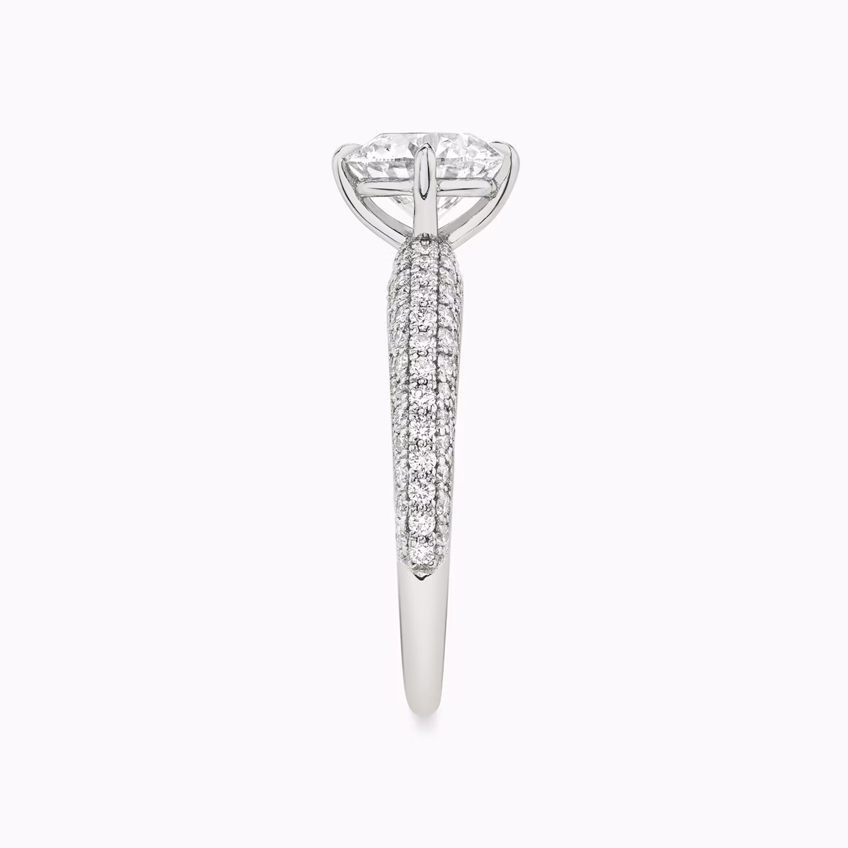 The Curator | Round Brilliant | Platinum | bandAccent: Pavé | caratWeight: other | diamondOrientation: vertical