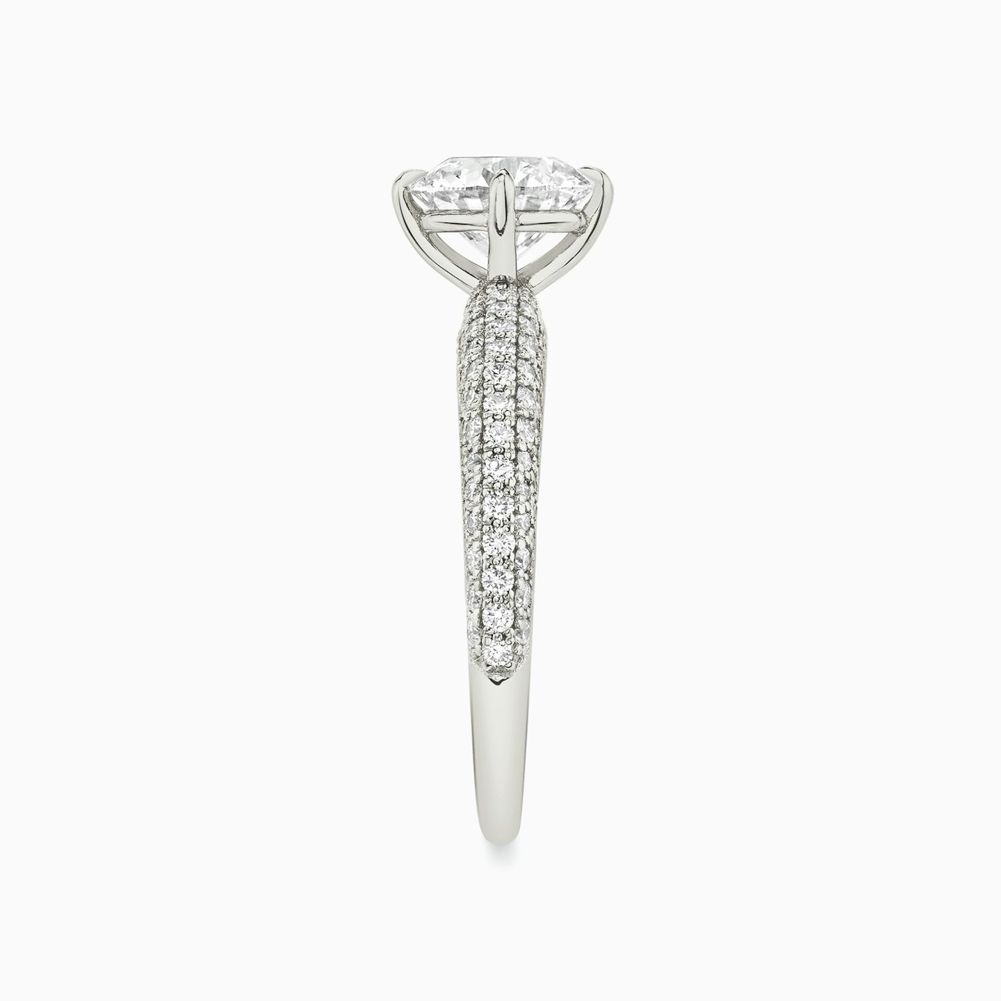The Curator | Round Brilliant | 18k | White Gold | bandAccent: Pavé | caratWeight: other | diamondOrientation: vertical