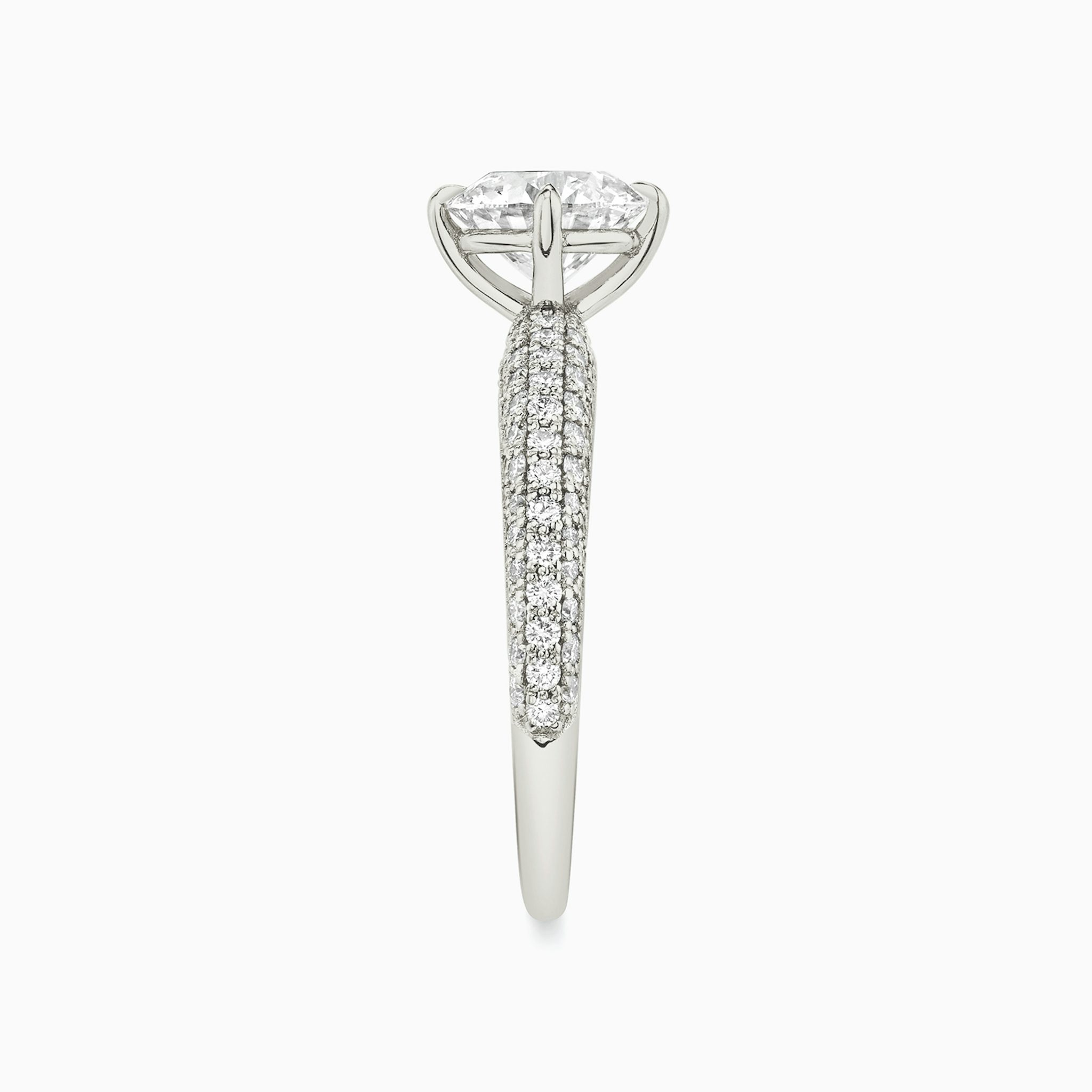 The Curator | Round Brilliant | 18k | White Gold | bandAccent: Pavé | caratWeight: other | diamondOrientation: vertical