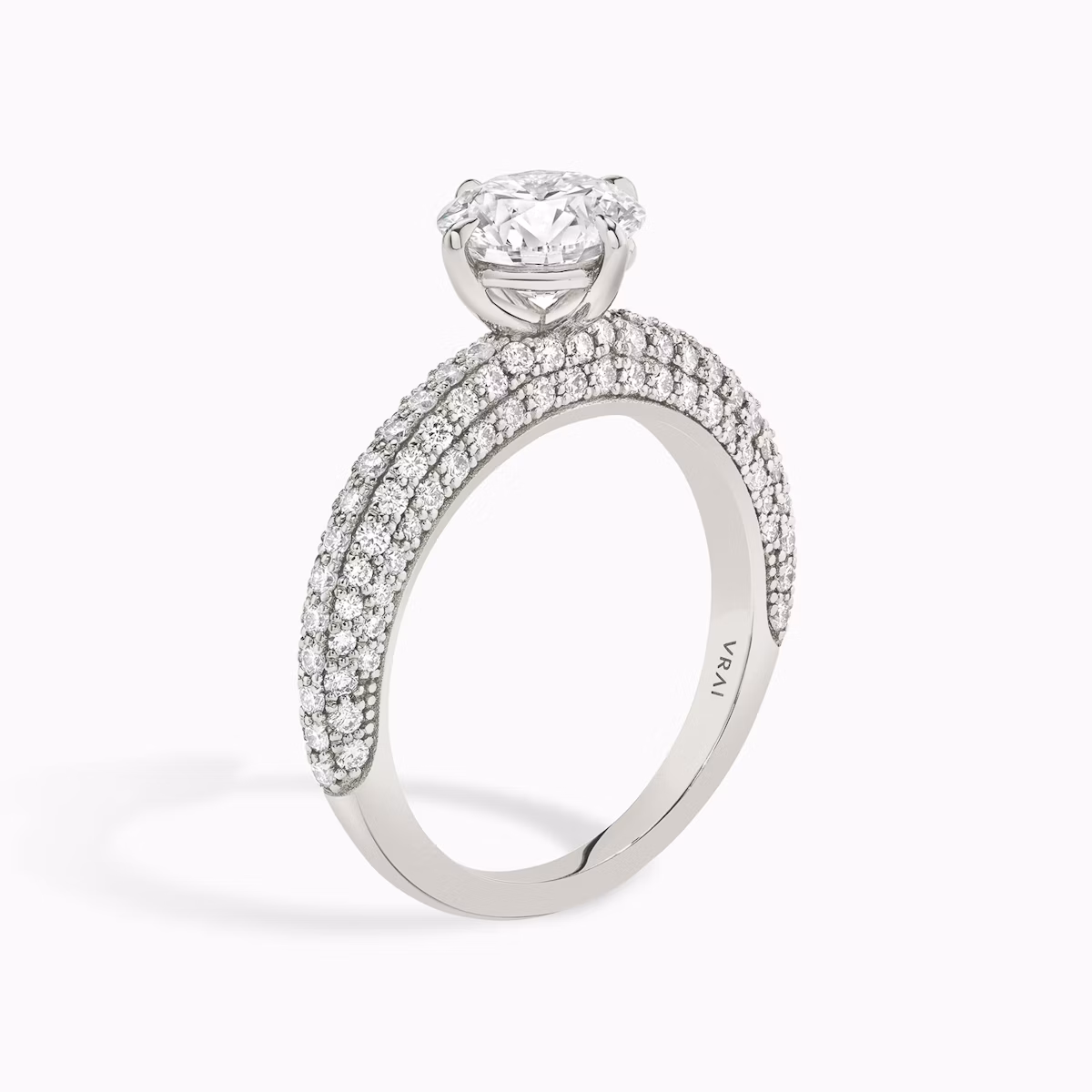 The Curator | Round Brilliant | Platinum | bandAccent: Pavé | caratWeight: other | diamondOrientation: vertical