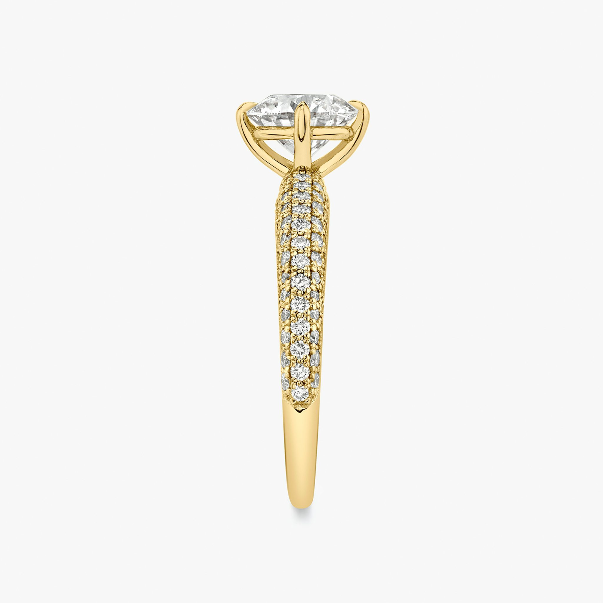 The Curator | Round Brilliant | 18k | Yellow Gold | bandAccent: Pavé | caratWeight: other | diamondOrientation: vertical